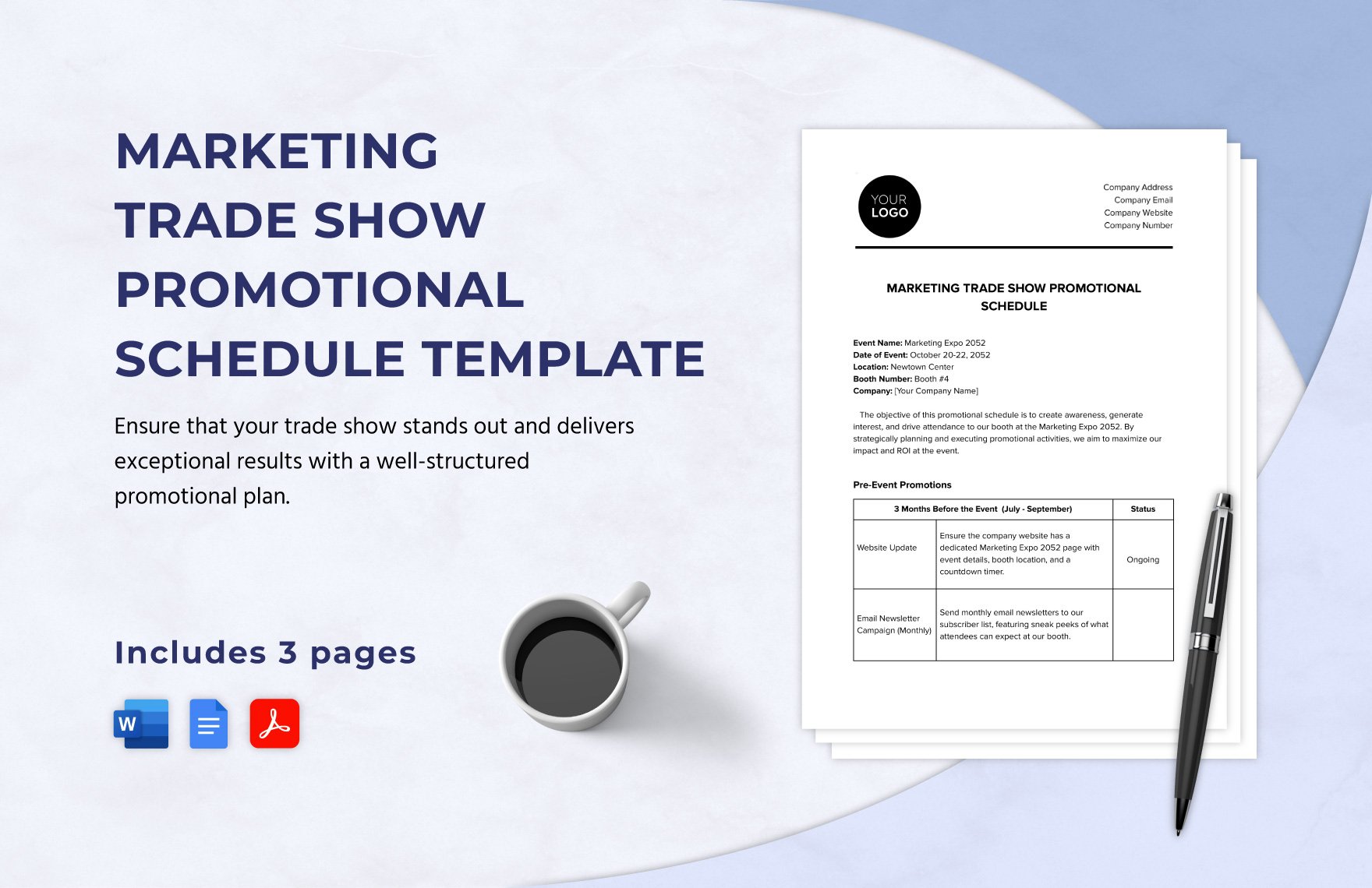 Marketing Trade Show Promotional Schedule Template