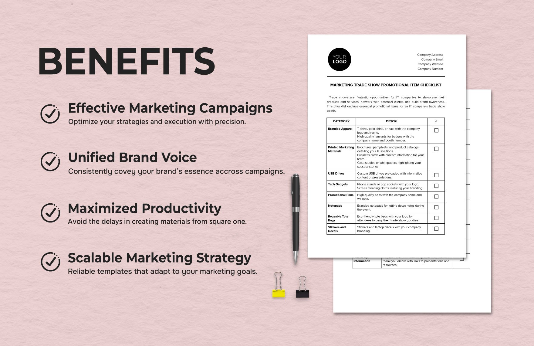 Marketing Trade Show Promotional Item Checklist Template