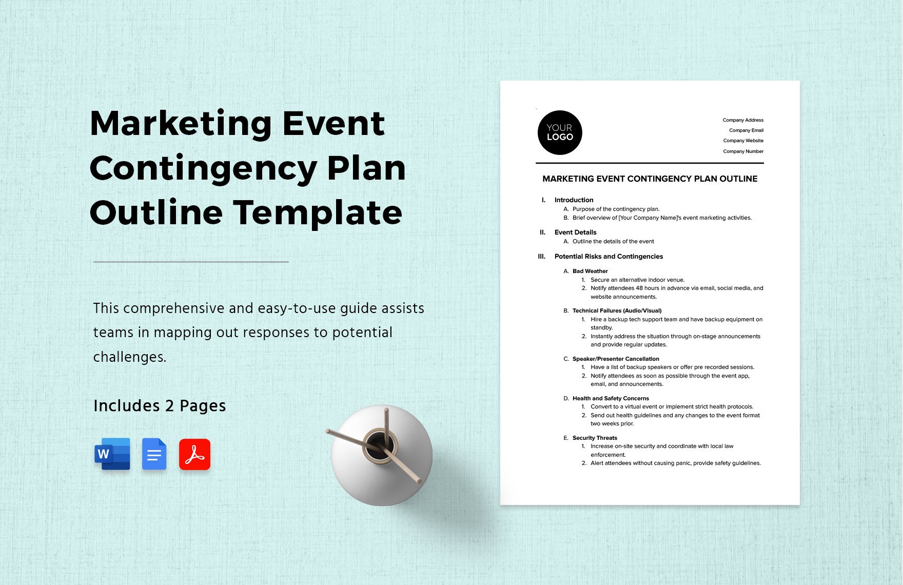 Marketing Event Contingency Plan Outline Template in Word, Google Docs, PDF