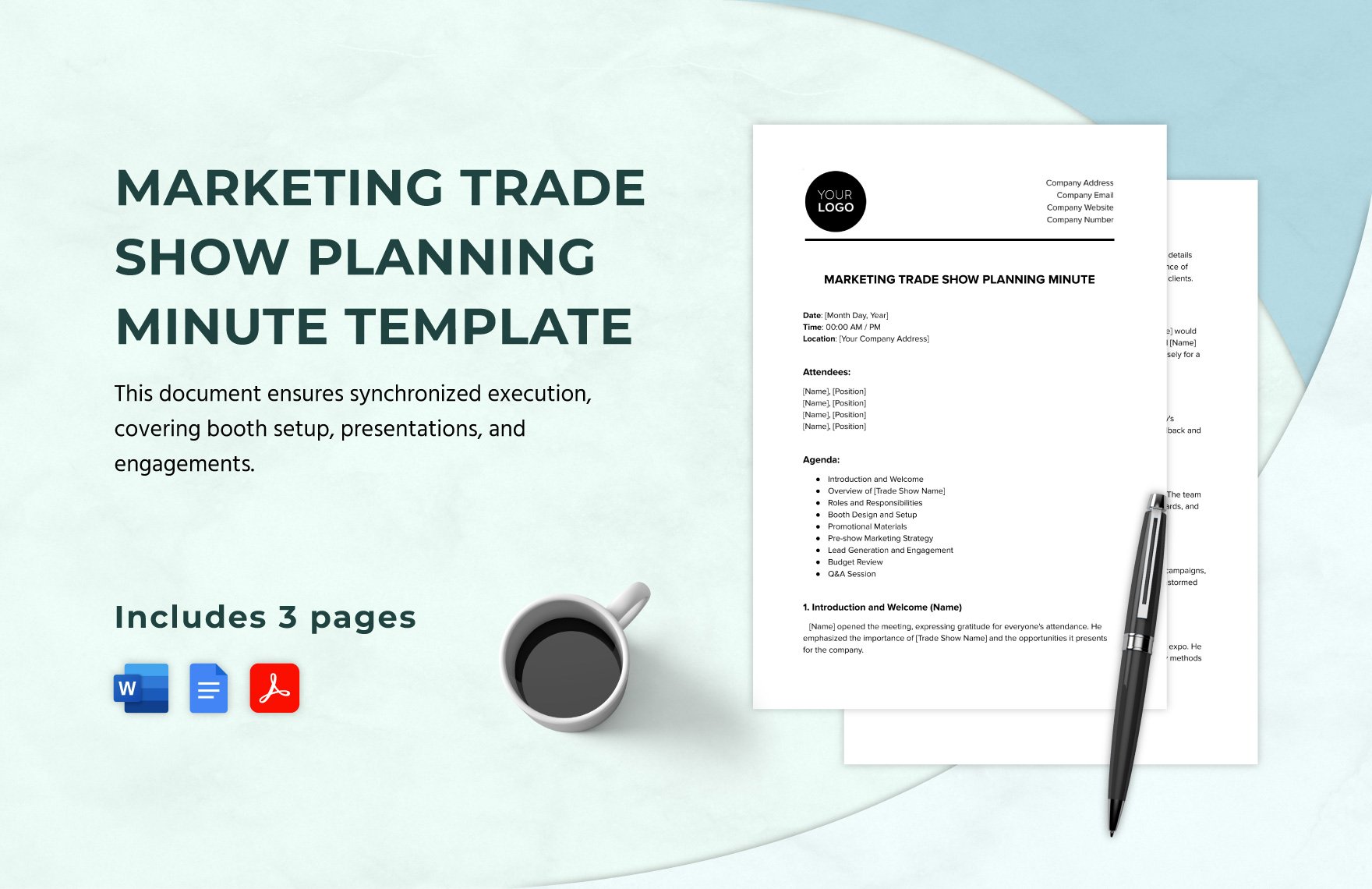 Marketing Trade Show Planning Minute Template in Word, Google Docs, PDF