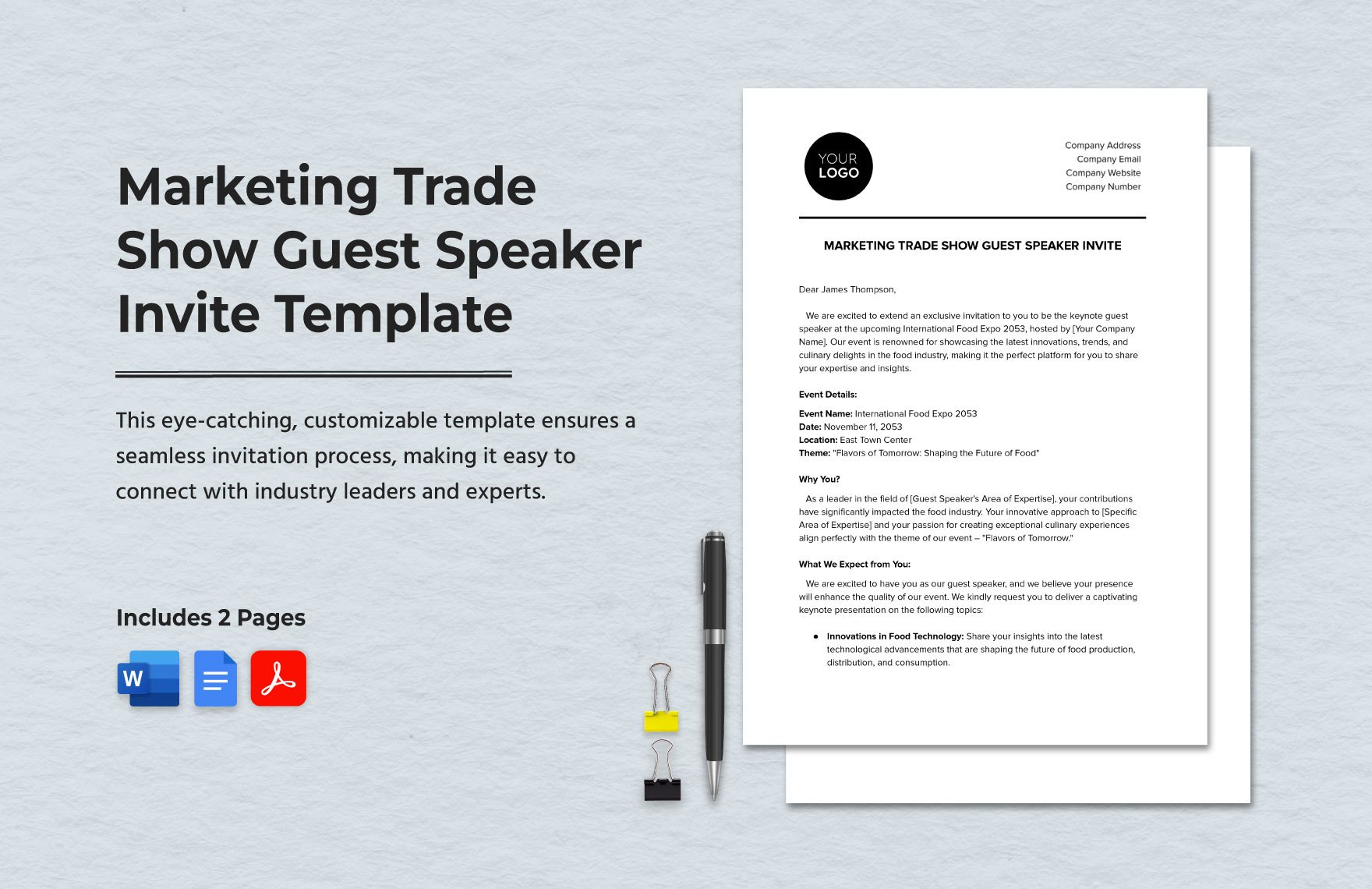 Marketing Trade Show Guest Speaker Invite Template in Word, Google Docs, PDF