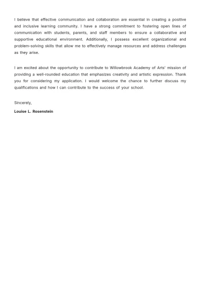 Free School Principal Cover Letter  Template to Edit Online