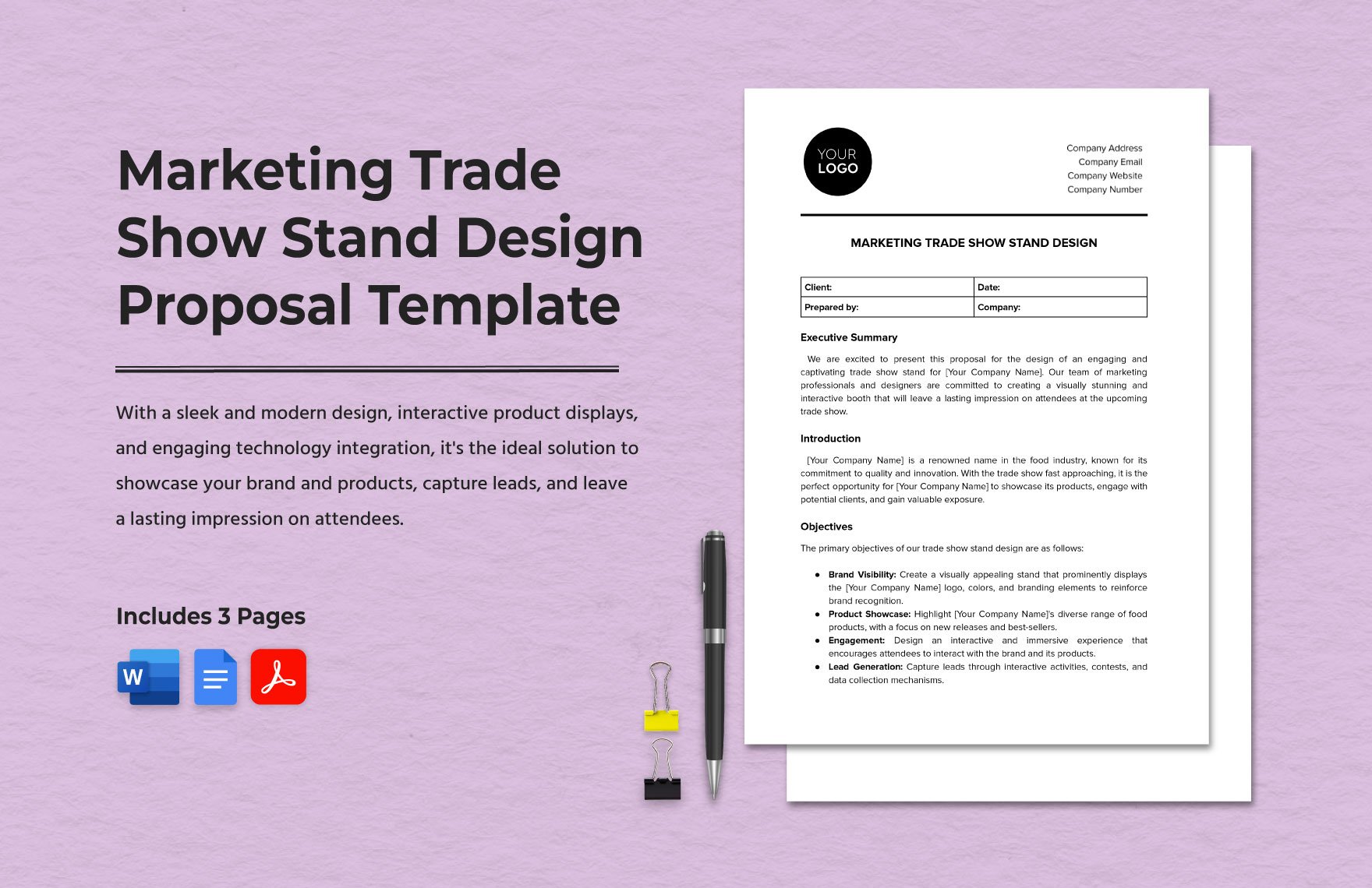 Marketing Trade Show Stand Design Proposal Template