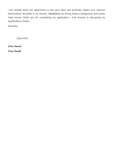Free Financial Analyst Cover Letter  Template to Edit Online