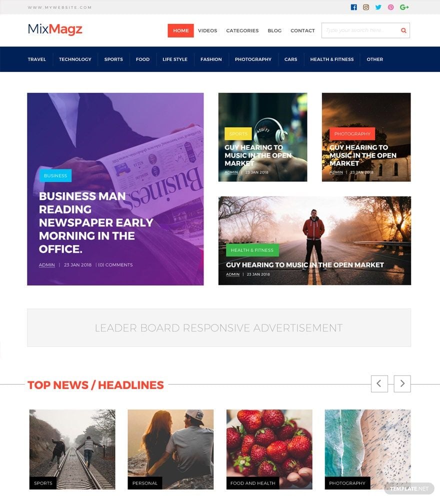 Magazine HTML5/CSS3 Website Template in HTML5