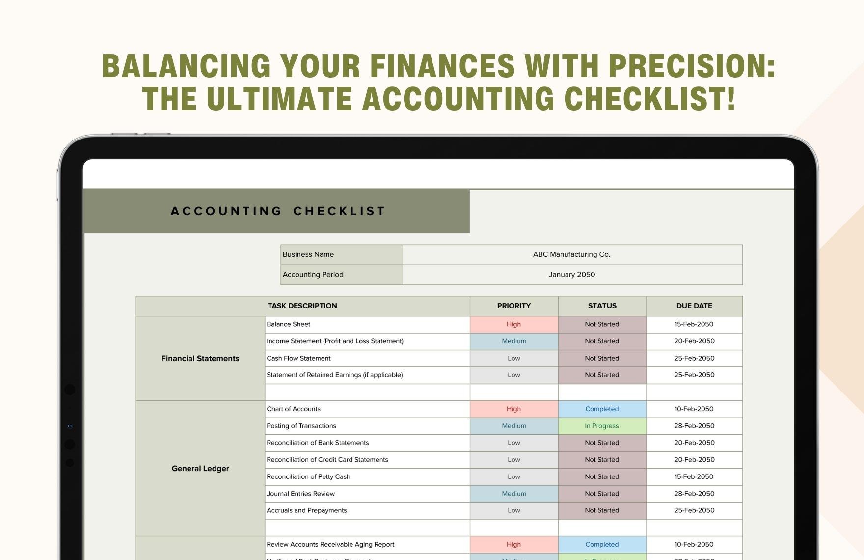 Accounting Checklist Template