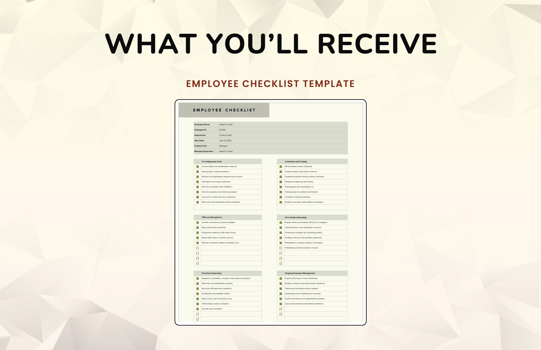 Employee Checklist Template