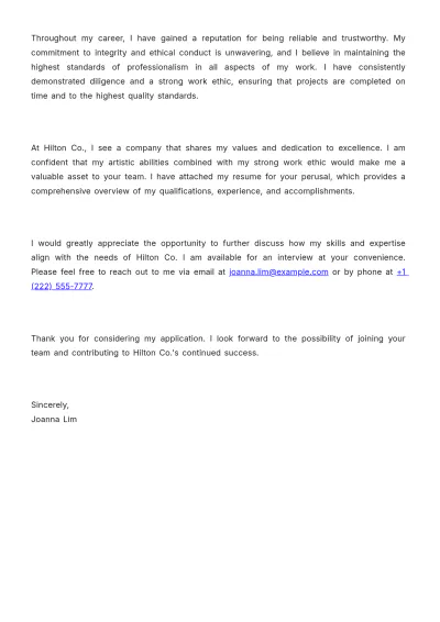 Free Art Director Cover Letter  Template to Edit Online