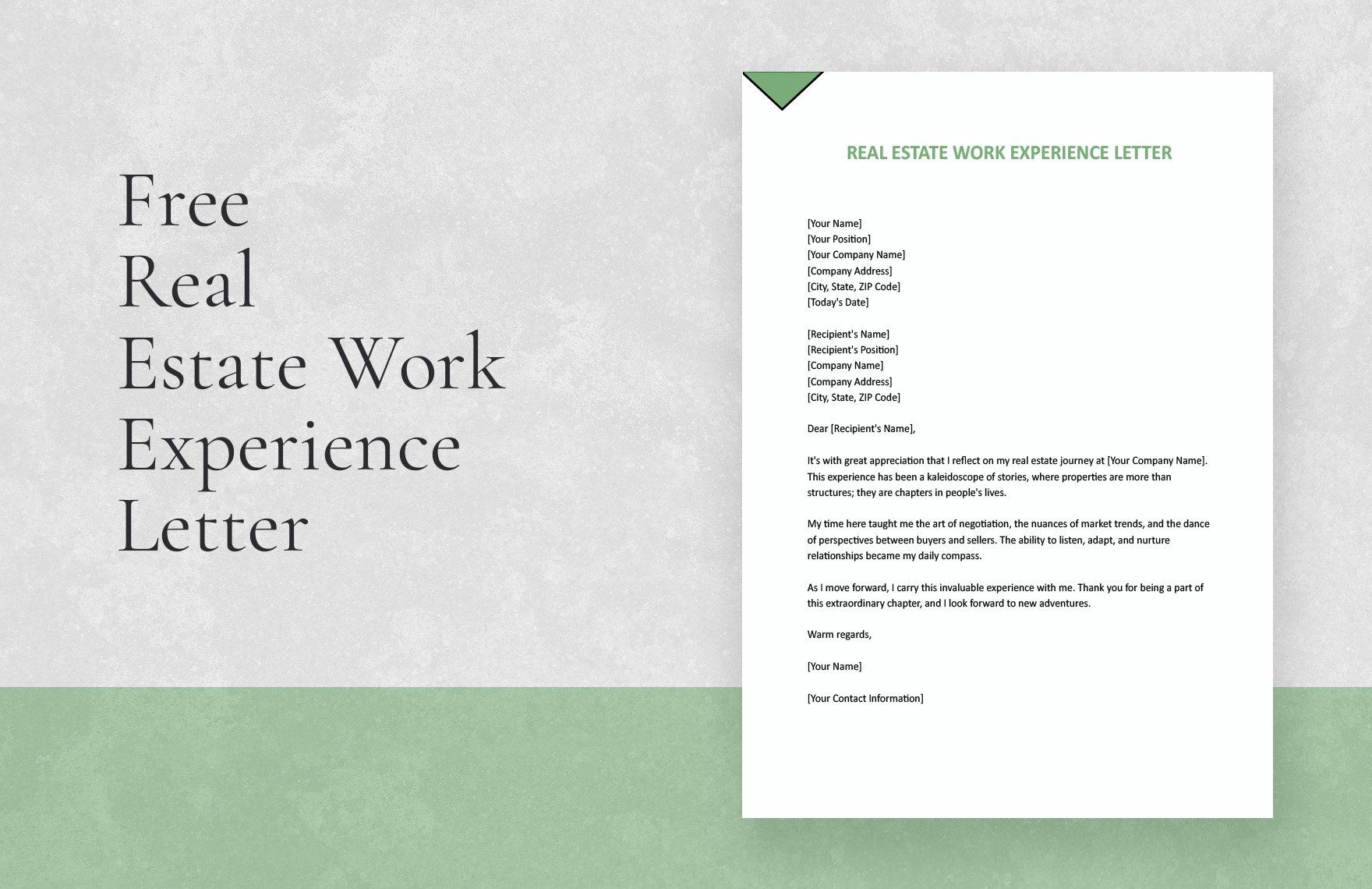 Real Estate Work Experience Letter