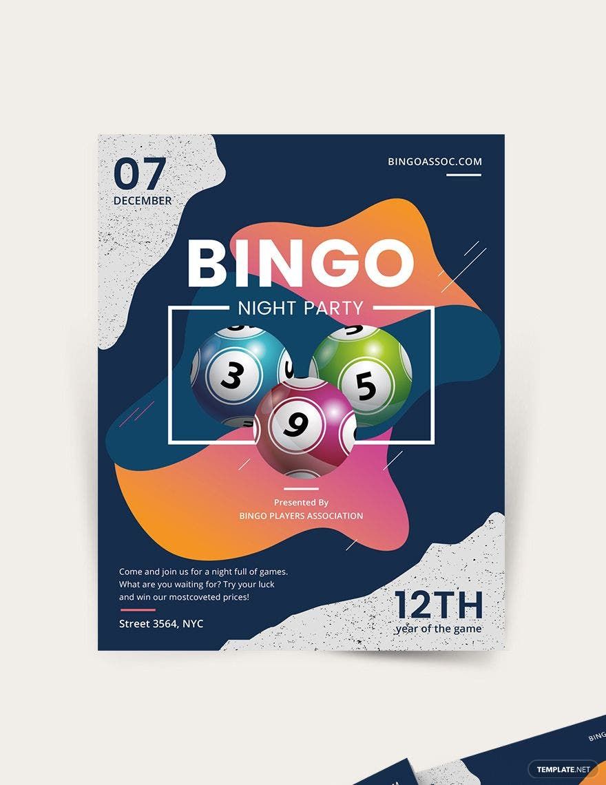 Bingo Night Flyer Template Google Docs Illustrator InDesign Word Apple Pages PSD 