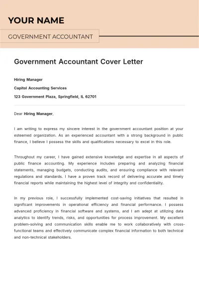 Free Government Accountant Cover Letter to Edit Online