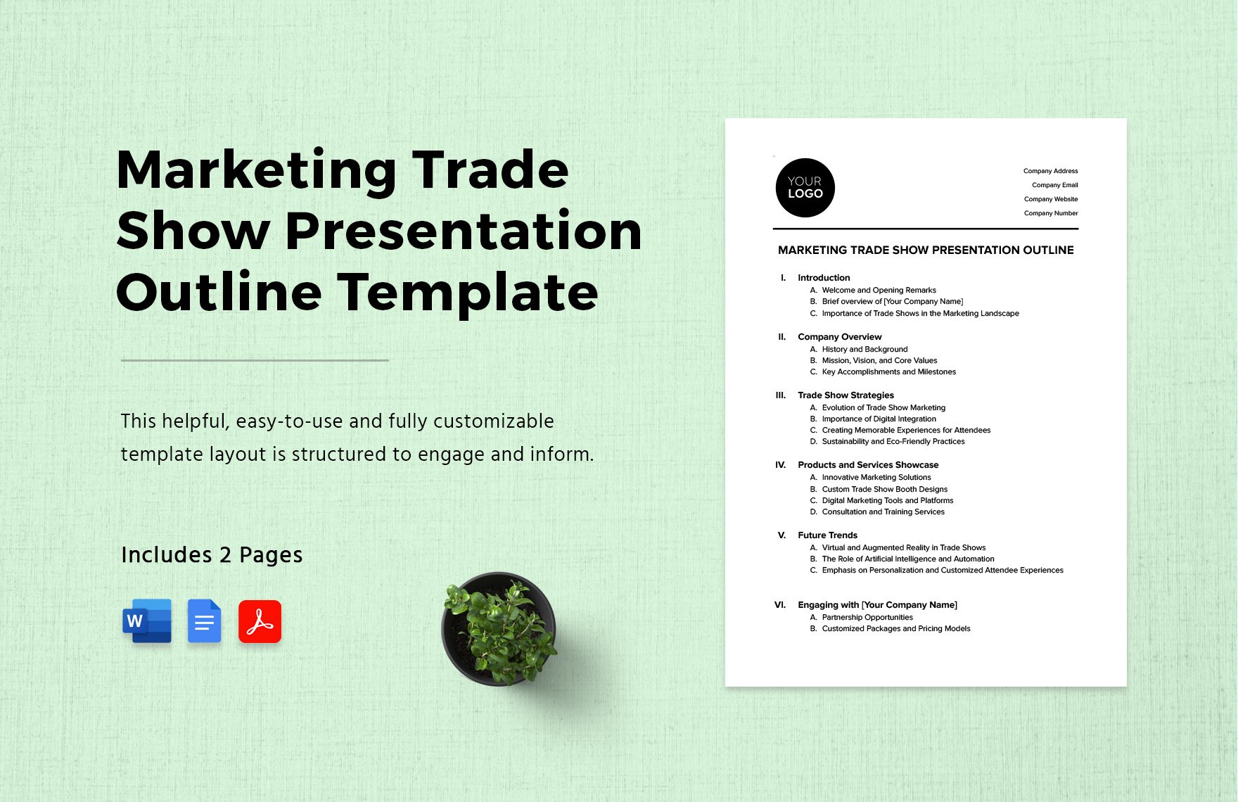 Marketing Trade Show Presentation Outline Template in Word, Google Docs, PDF