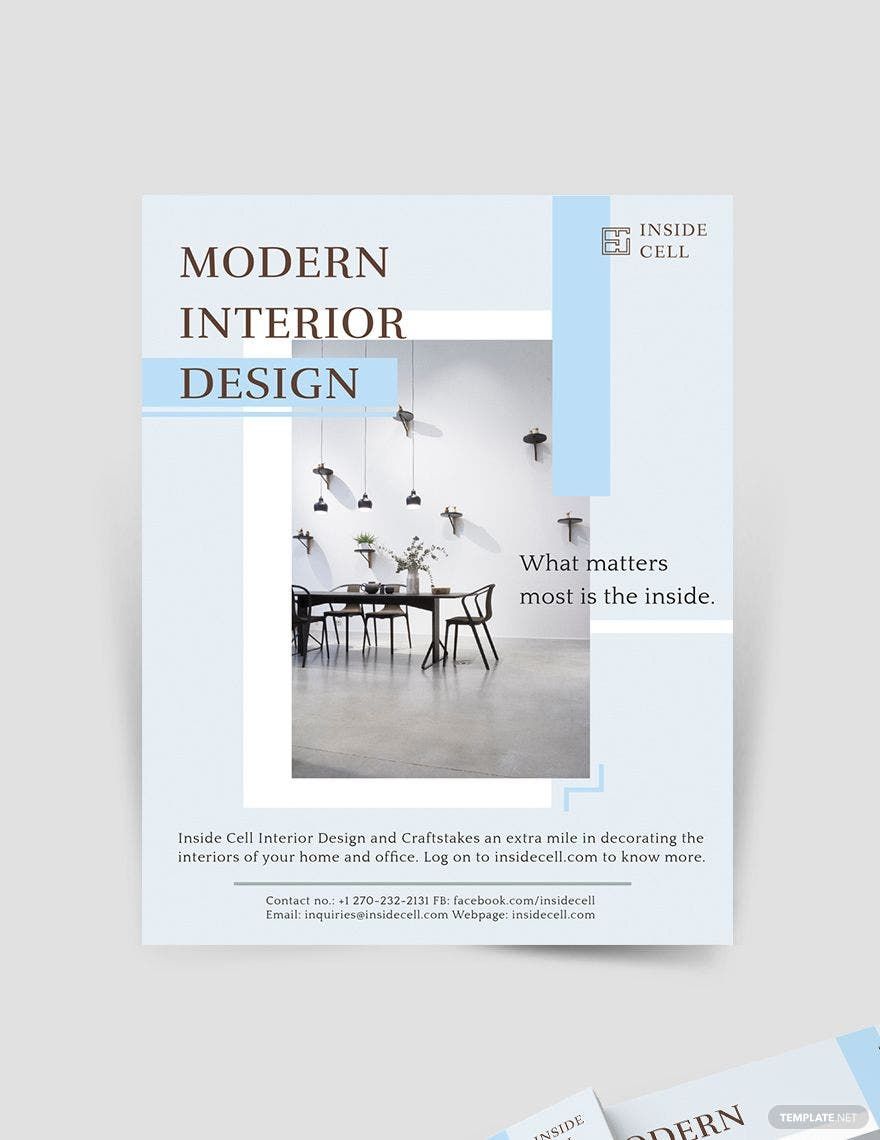 Modern Interior Design Flyer Template in Word, Google Docs, Illustrator, PSD, Apple Pages, Publisher, InDesign