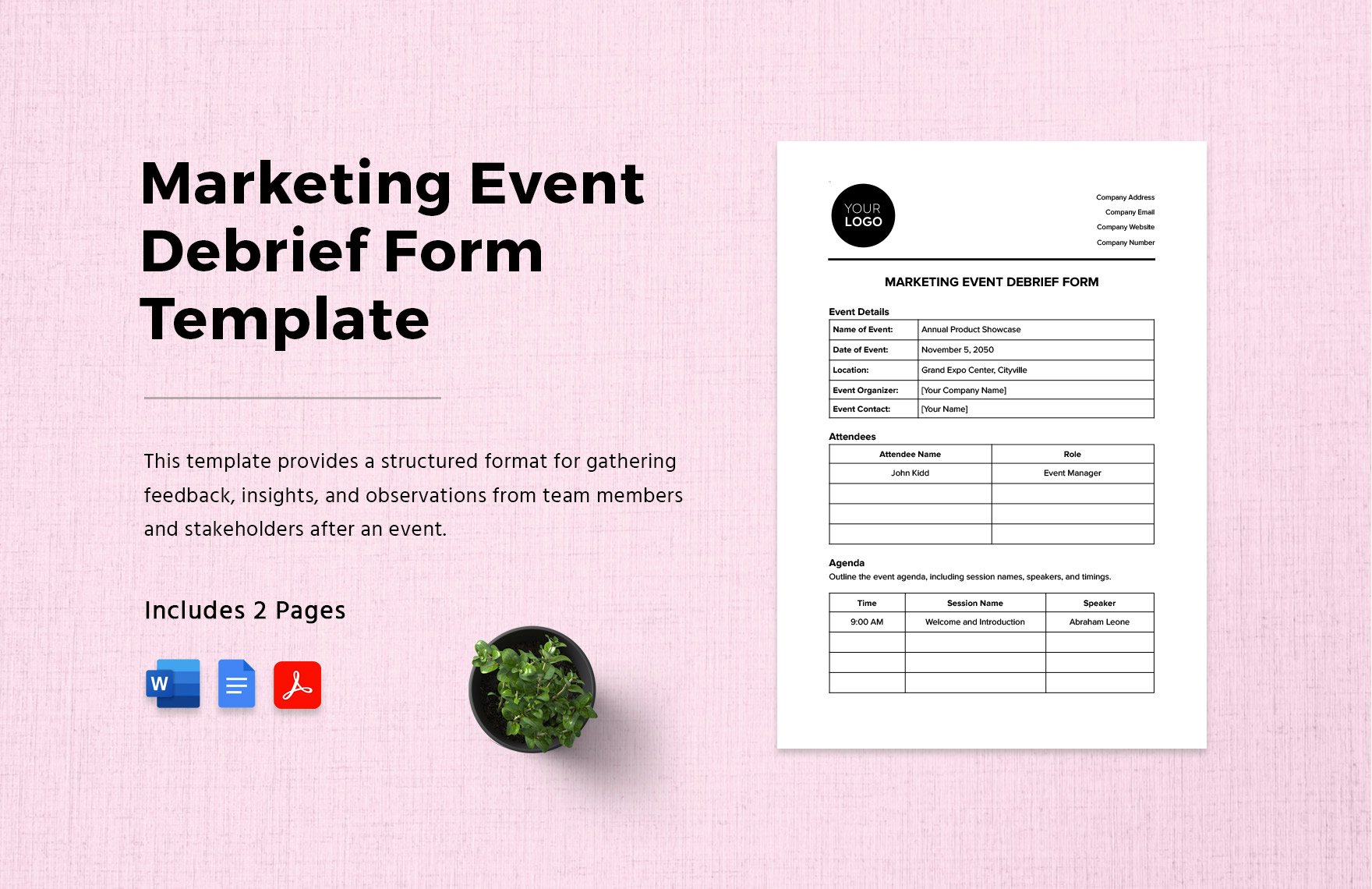 Marketing Event Debrief Form Template in Word, Google Docs, PDF