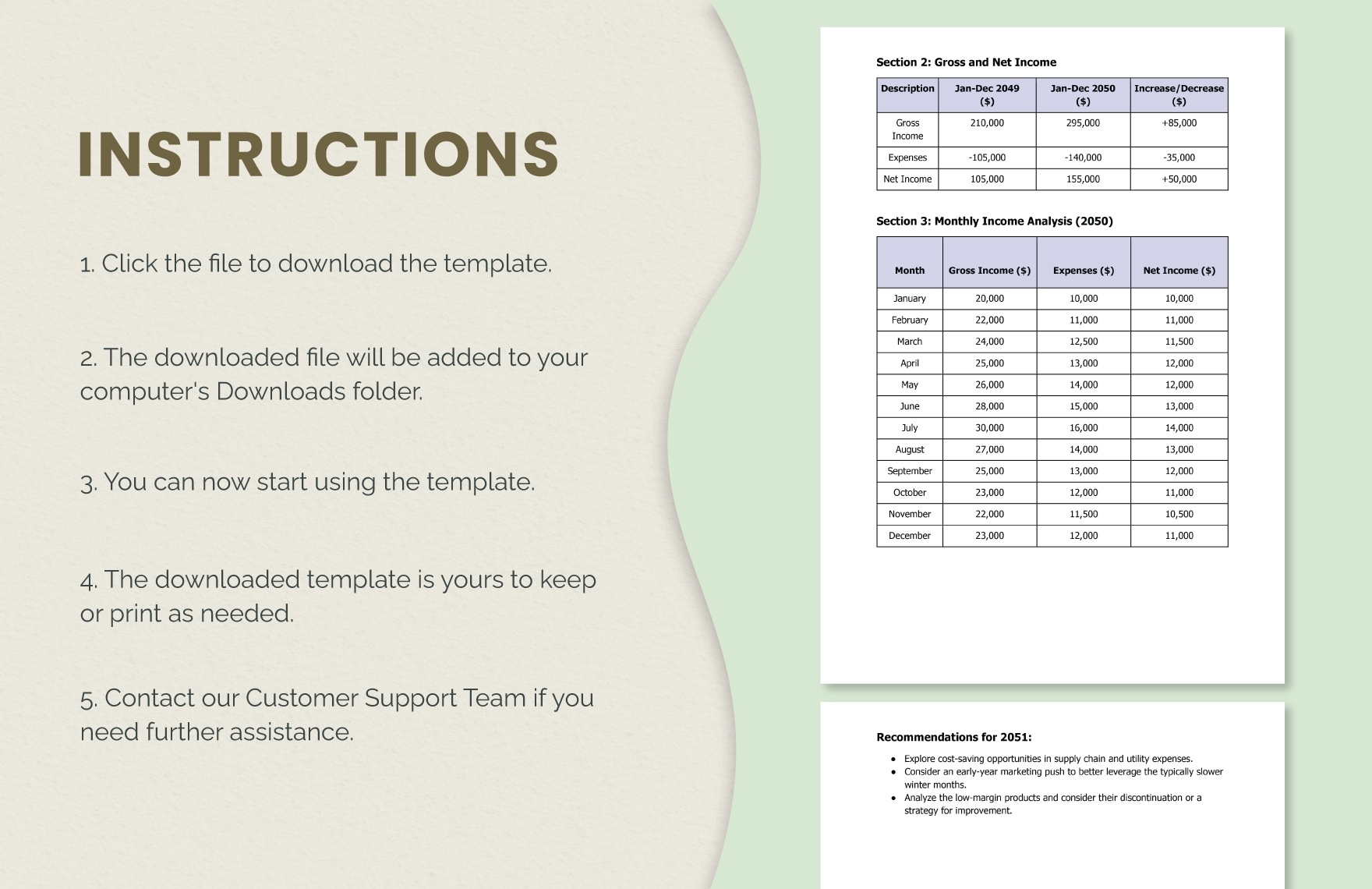 Business Income Worksheet Template