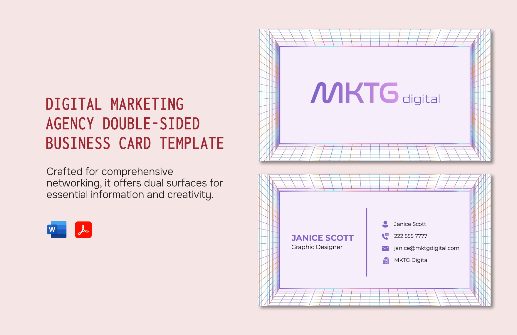 Digital Marketing Agency Double-Sided Business Card Template