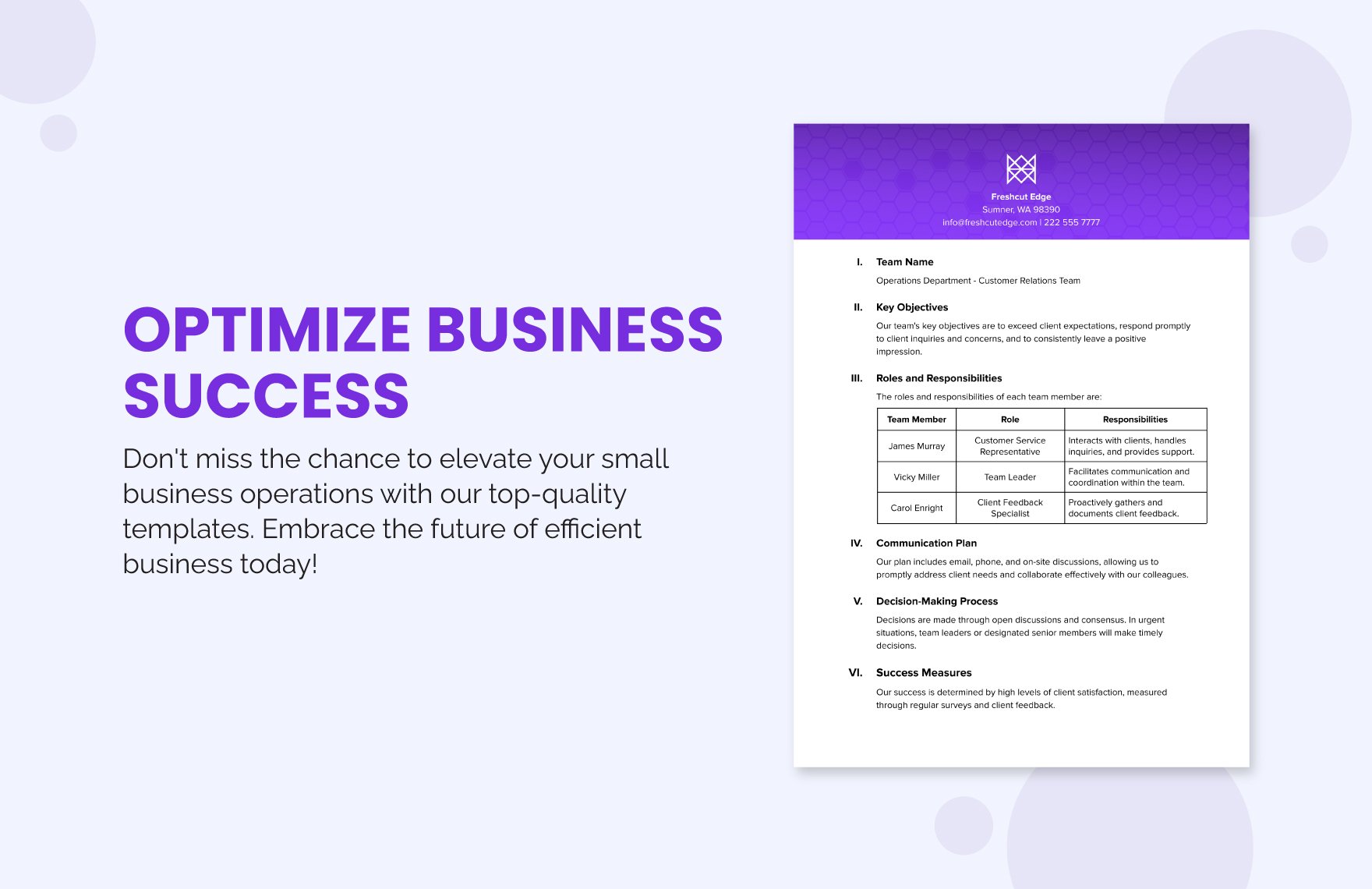 Small Business One Page Template