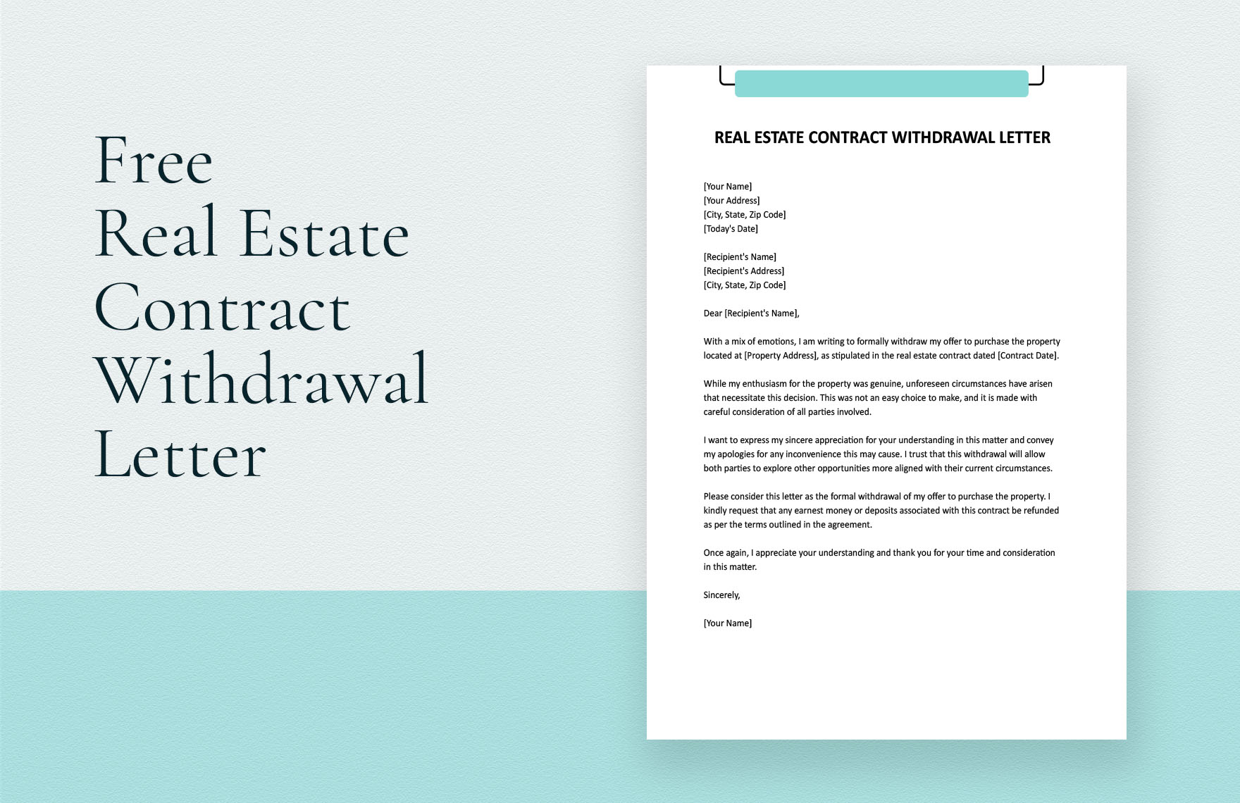 Real Estate Contract Withdrawal Letter