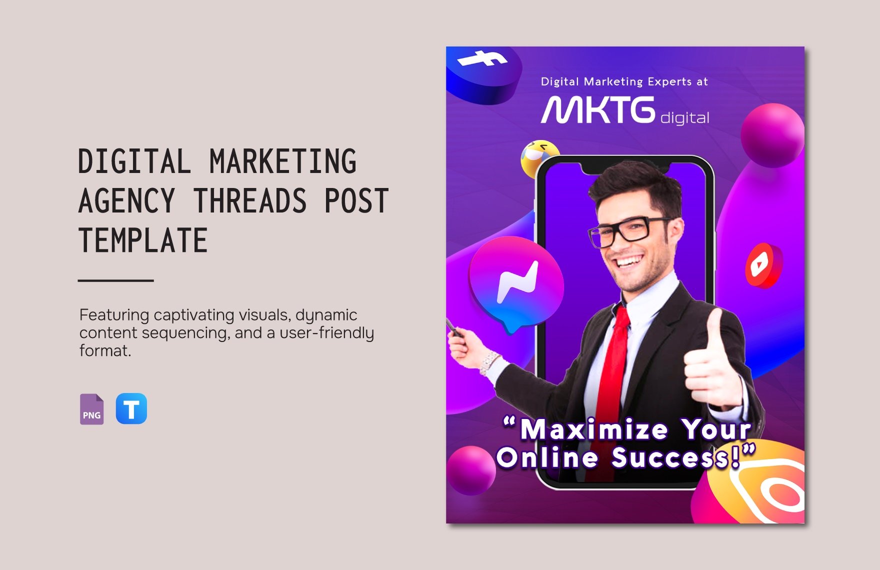Digital Marketing Agency Threads Post Template in PNG