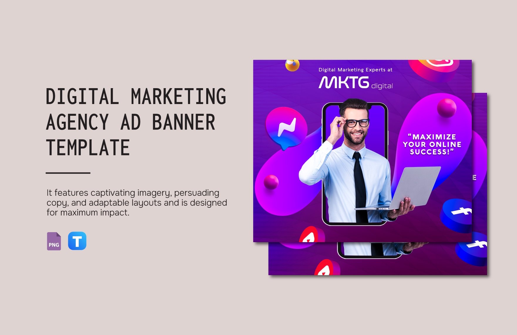 Digital Marketing Agency Ad Banner Template in PNG