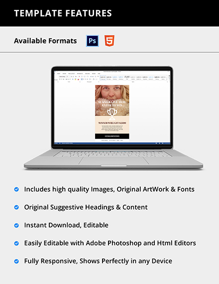 Free Contest Email Ad Template HTML5 Template