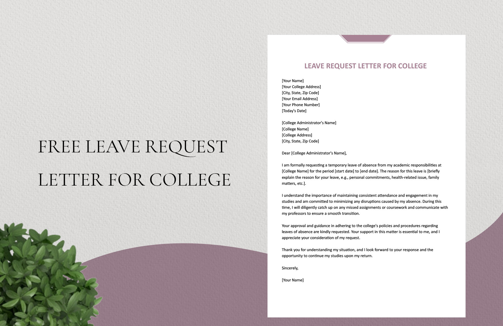 Leave Request Letter For College