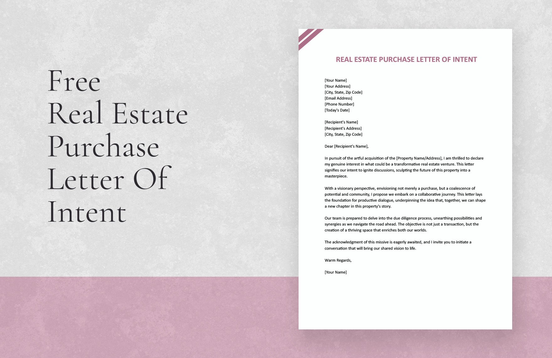 Real Estate Purchase Letter Of Intent
