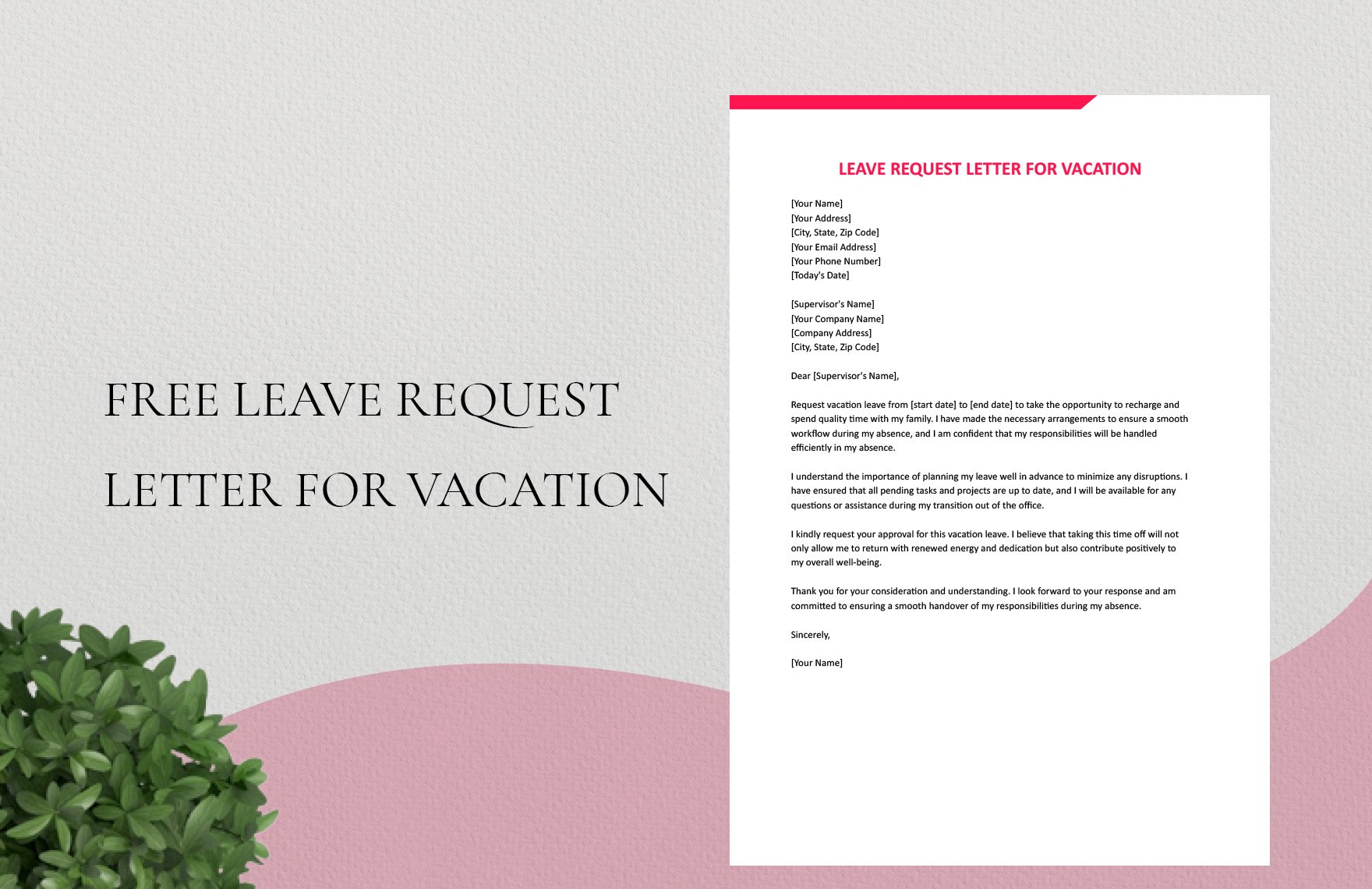 Leave Request Letter For Vacation