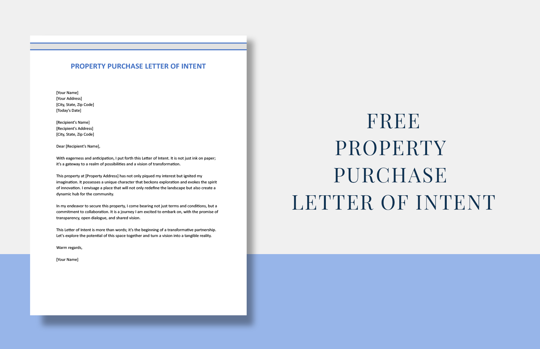 Property Purchase Letter Of Intent in Word, Google Docs
