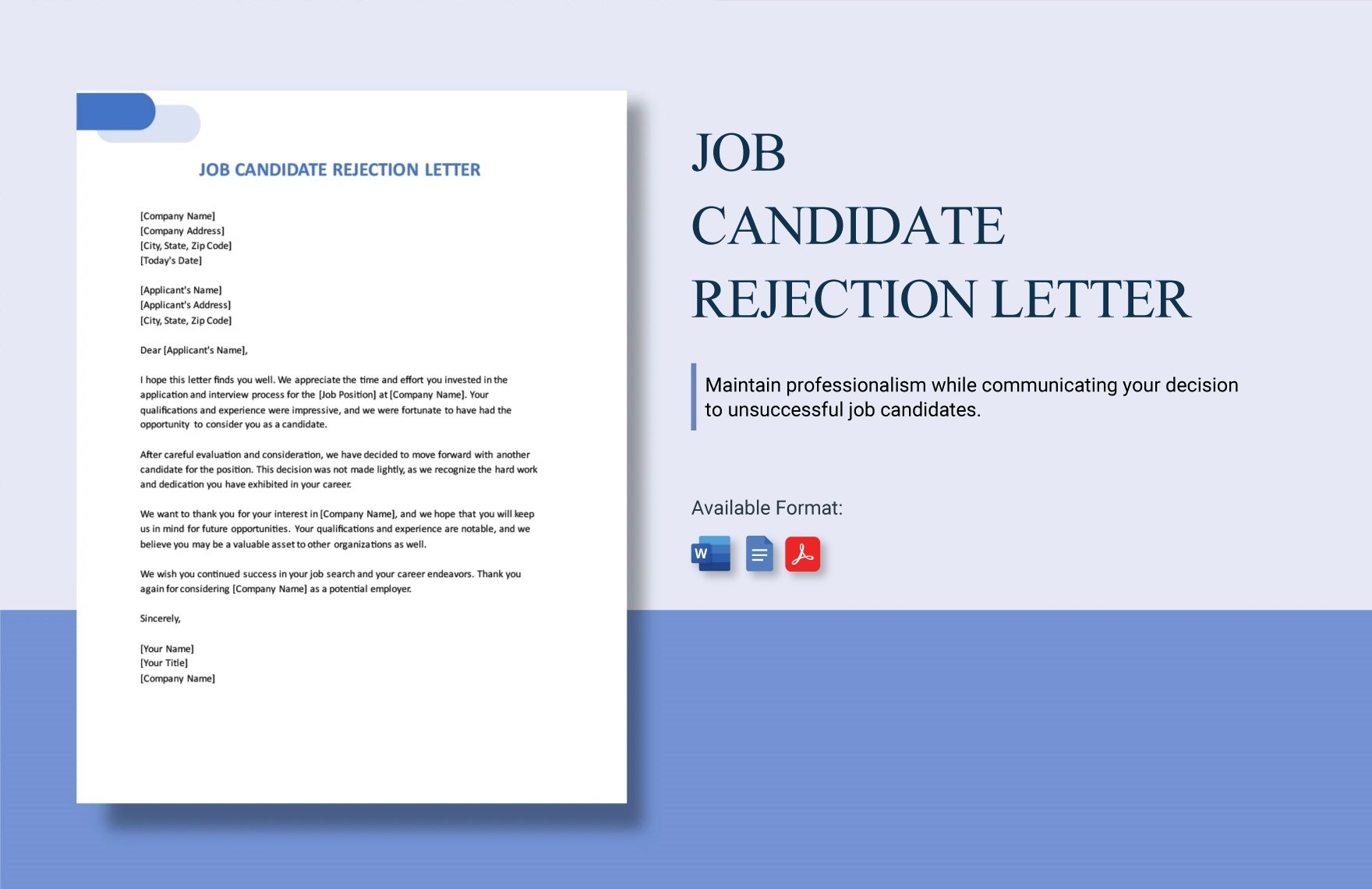 Job Candidate Rejection Letter in Word, Google Docs, PDF