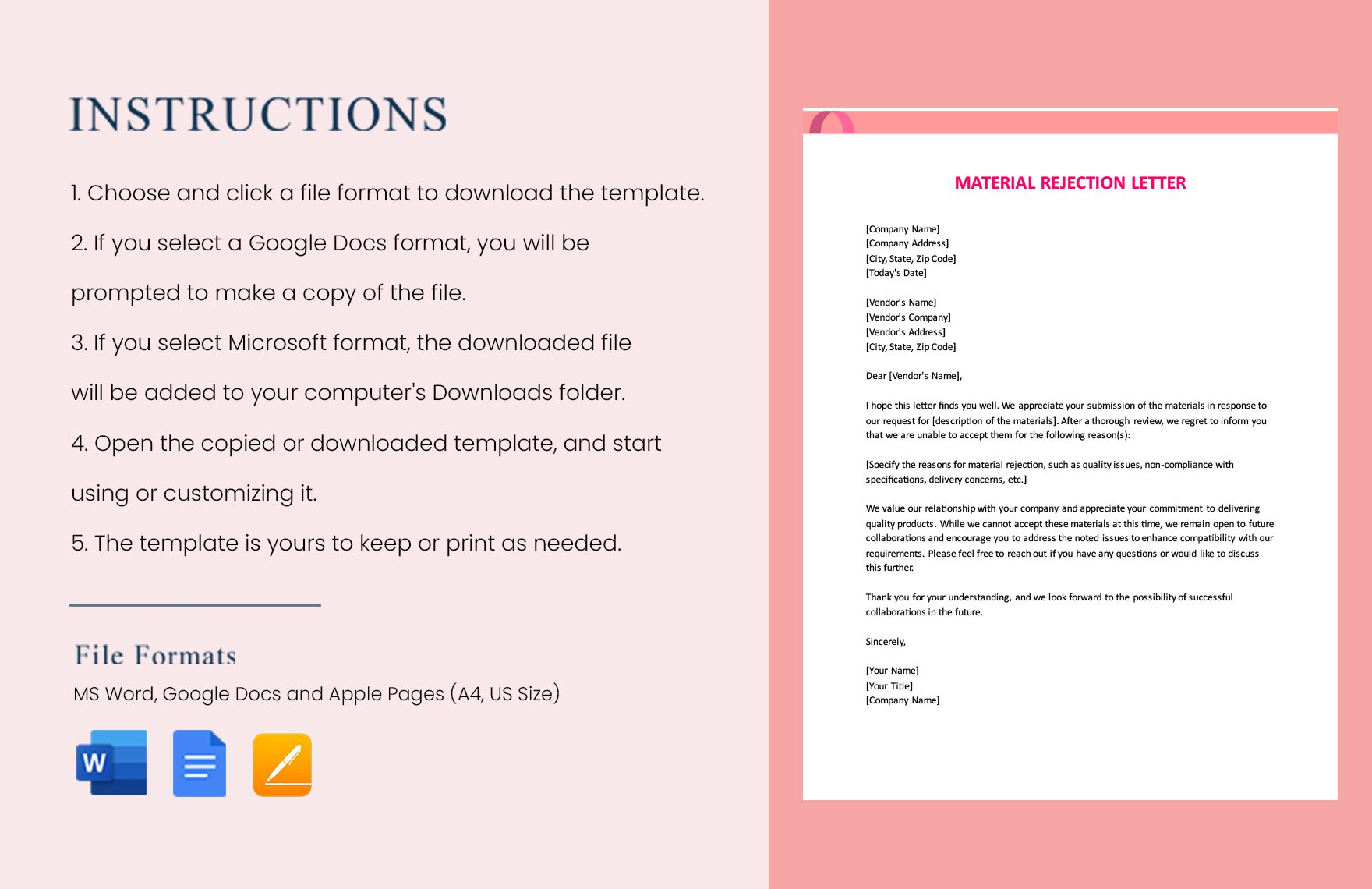 Material Rejection Letter