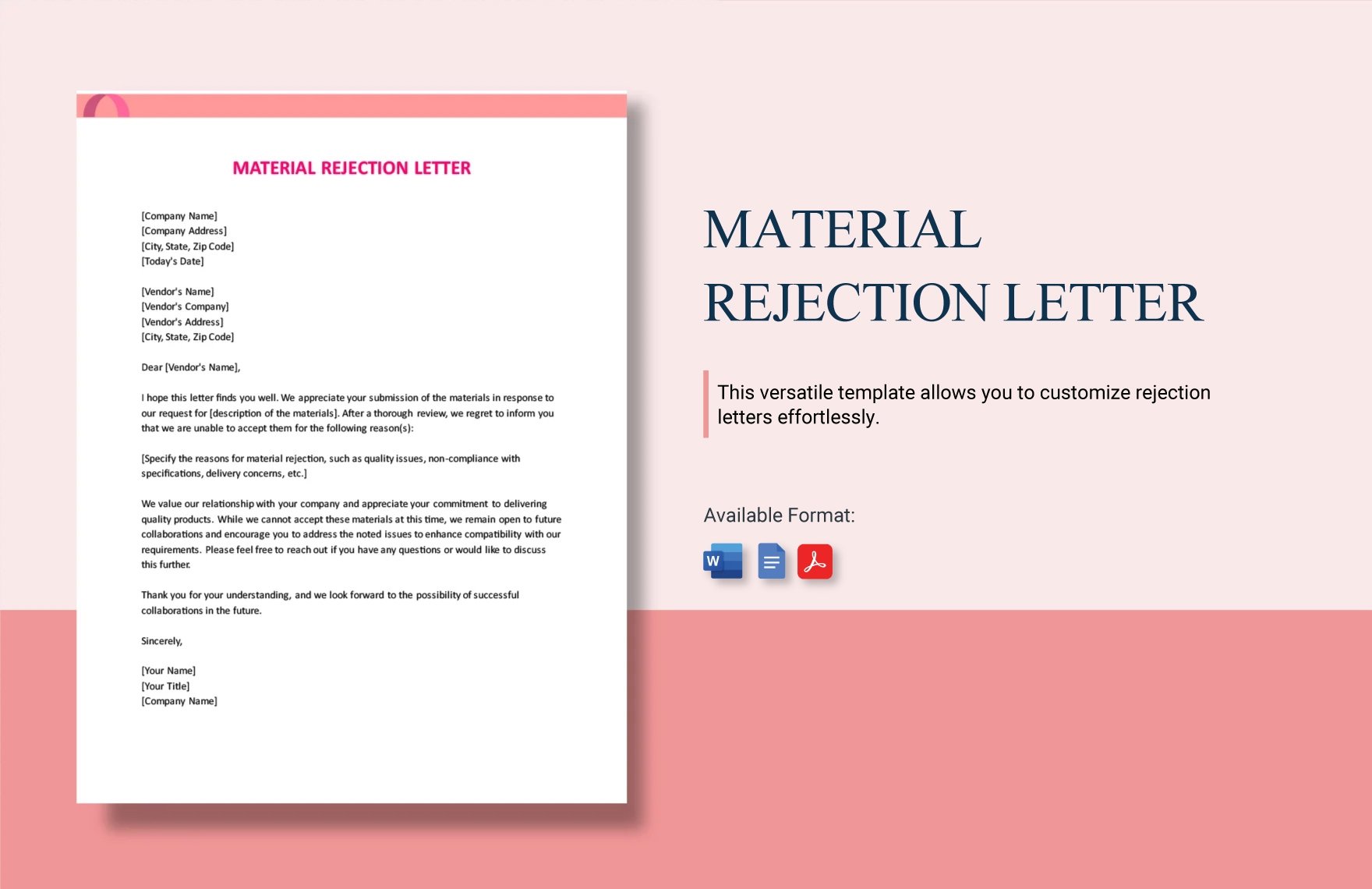 Material Rejection Letter in Word, Google Docs, PDF