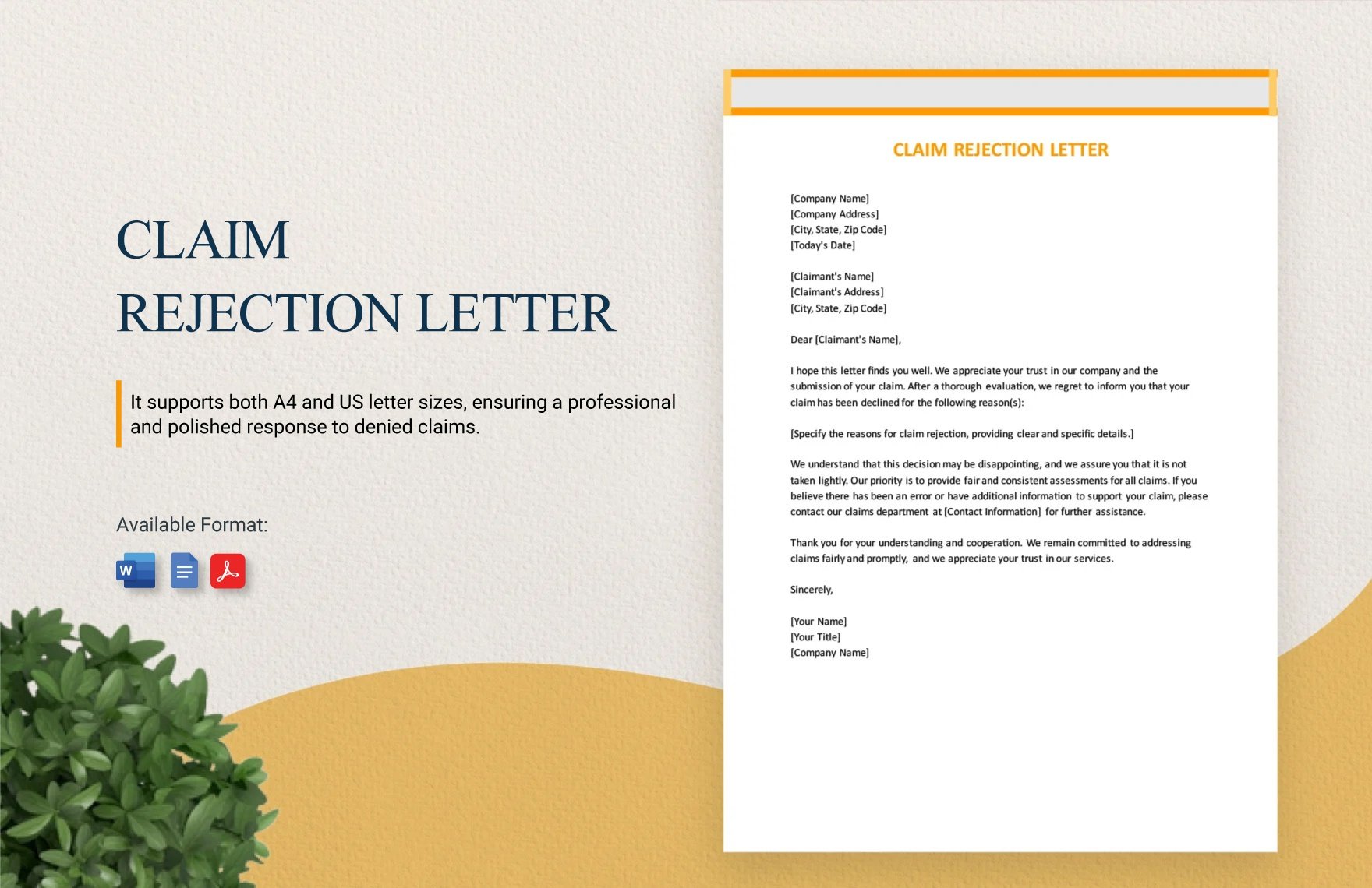 Claim Rejection Letter in Word, Google Docs, PDF