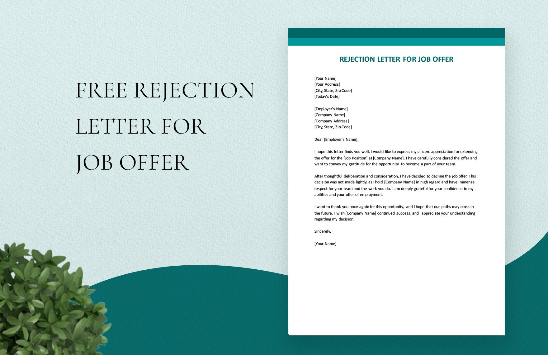 Rejection Letter For Job Offer