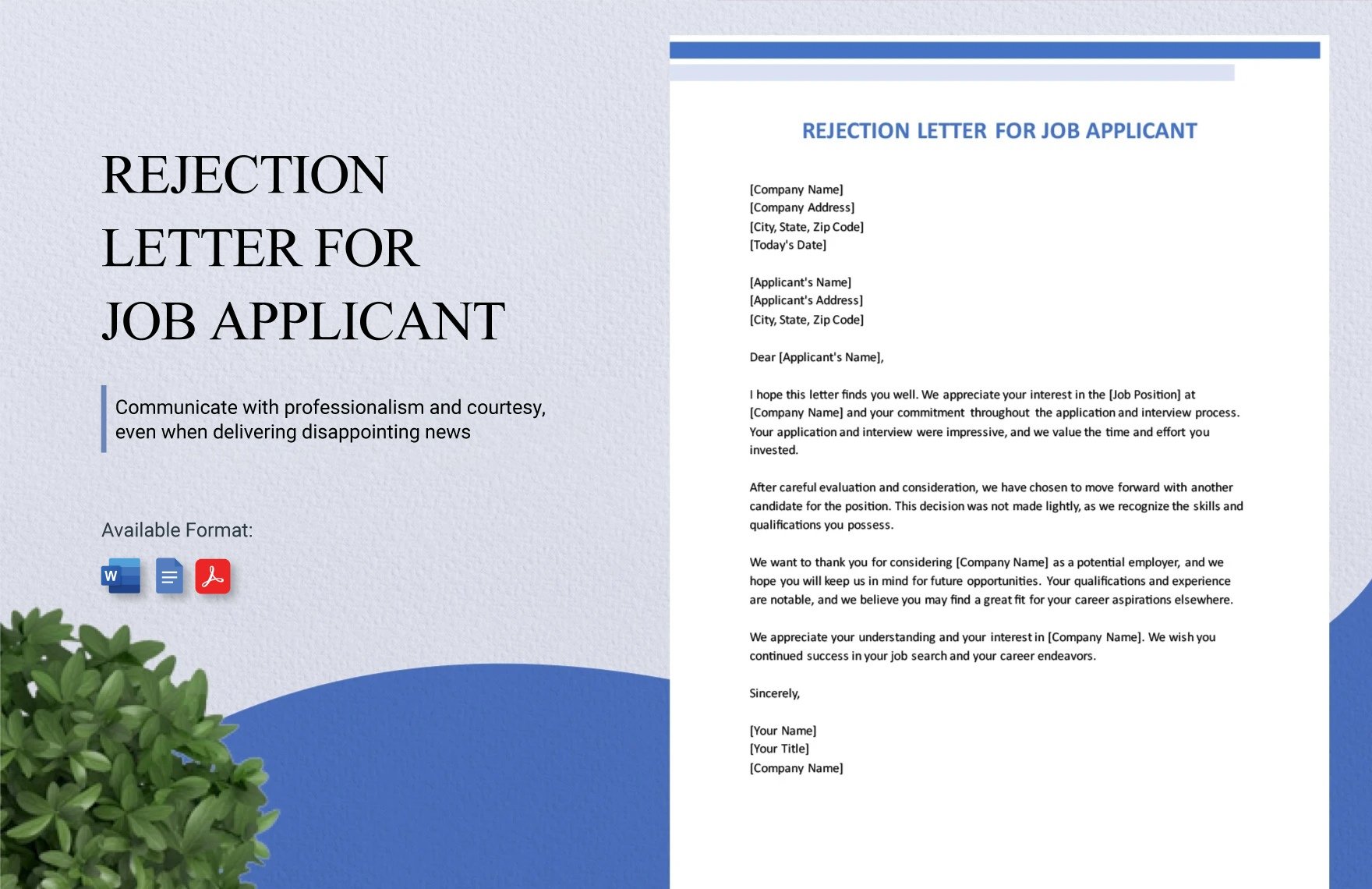 Rejection Letter For Job Applicant in Word, Google Docs, PDF