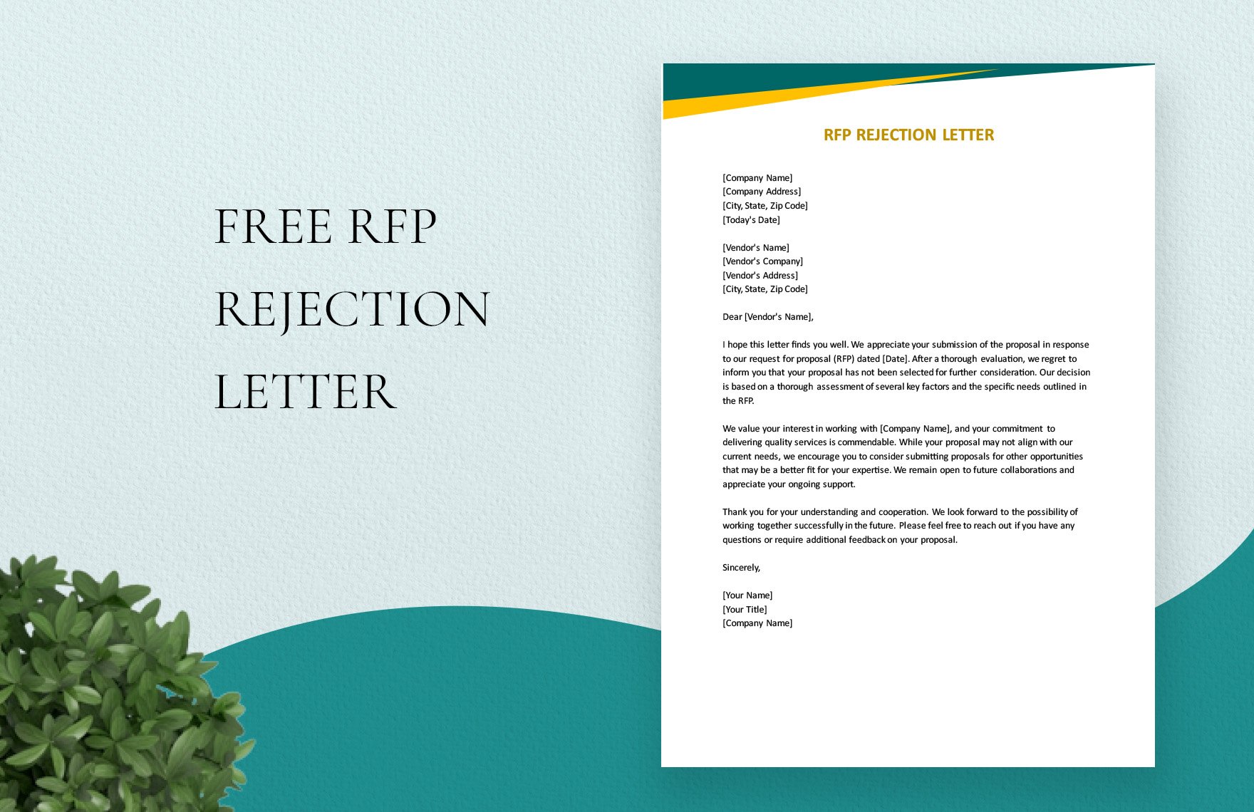 RFP Rejection Letter