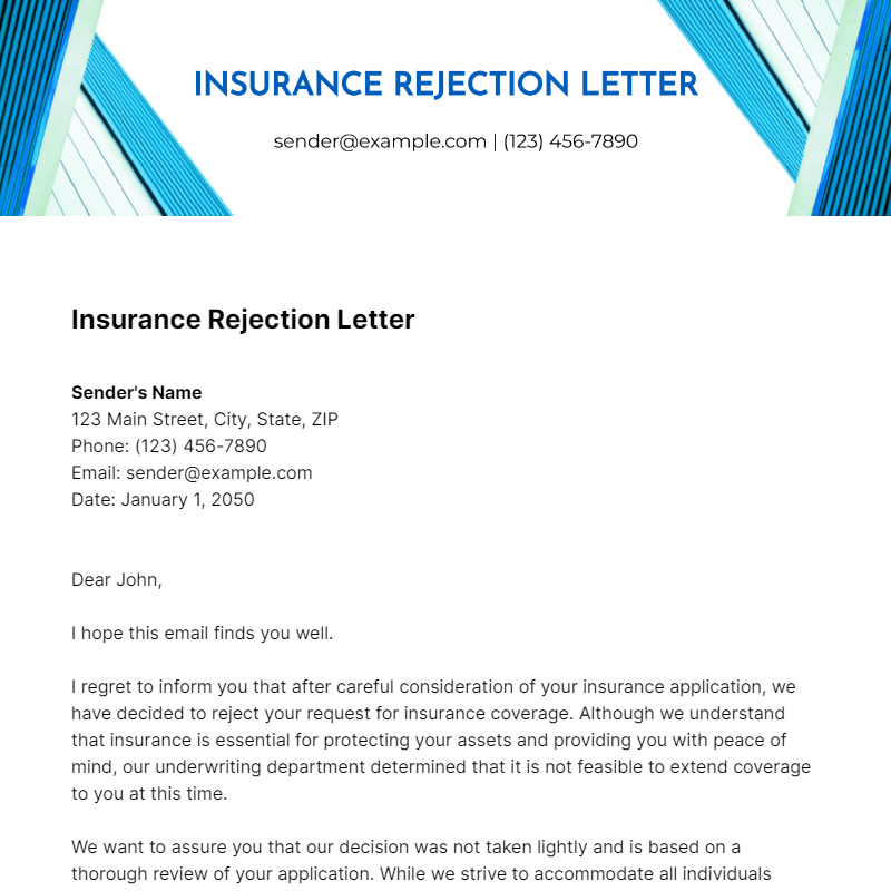 Insurance Rejection Letter Template