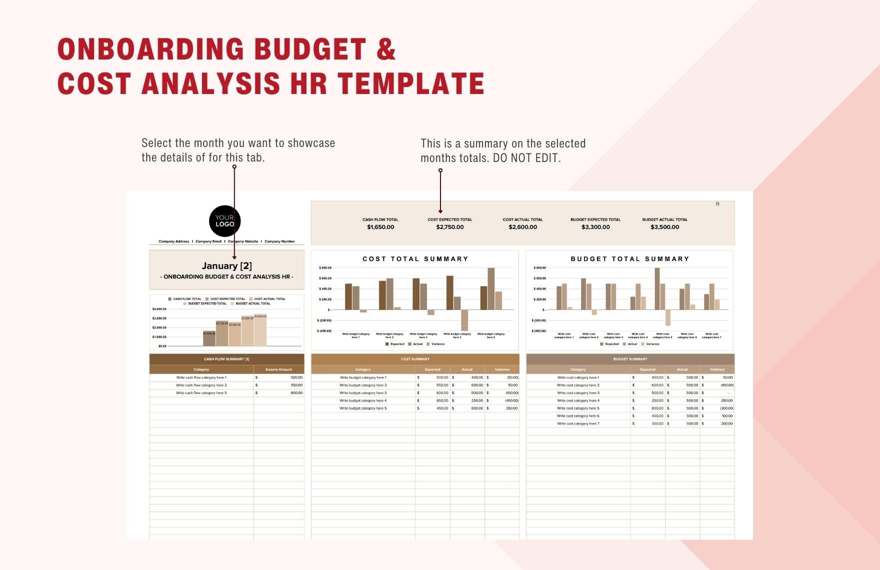 Onboarding Budget & Cost Analysis HR Template