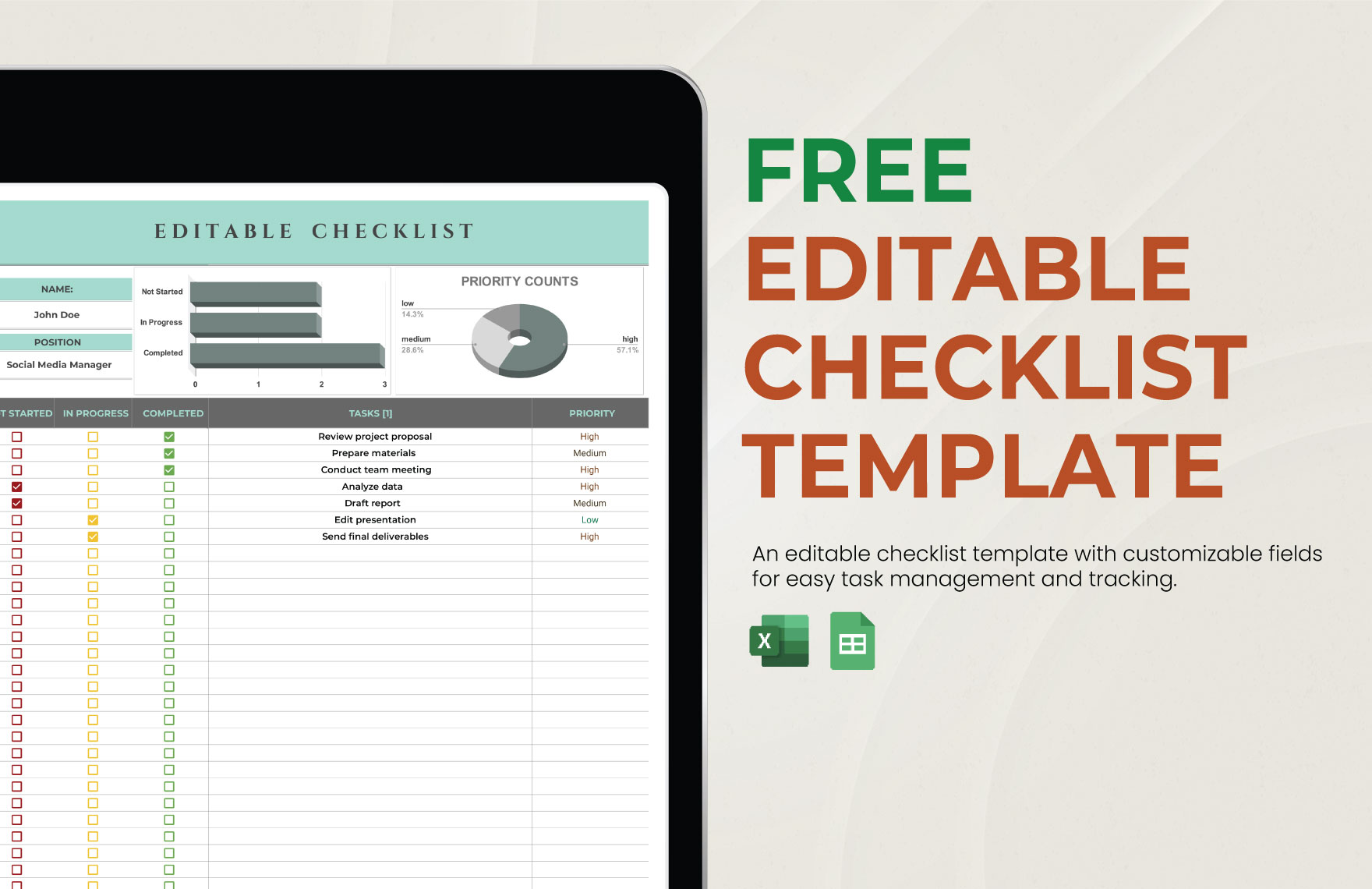 Editable Checklist Template in Google Sheets FREE Download