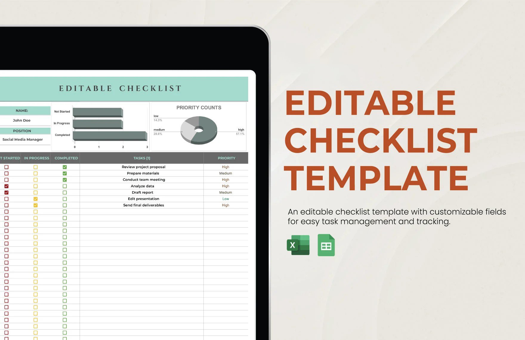 Free Editable Checklist Template in Excel, Google Sheets