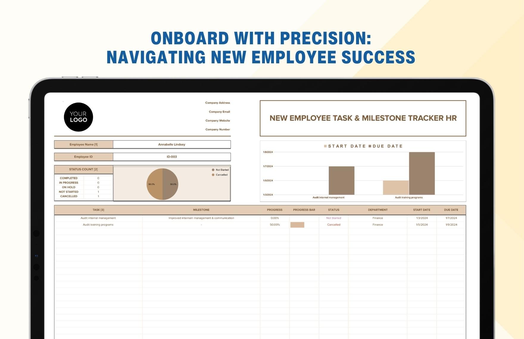 New Employee Task & Milestone Tracker HR Template