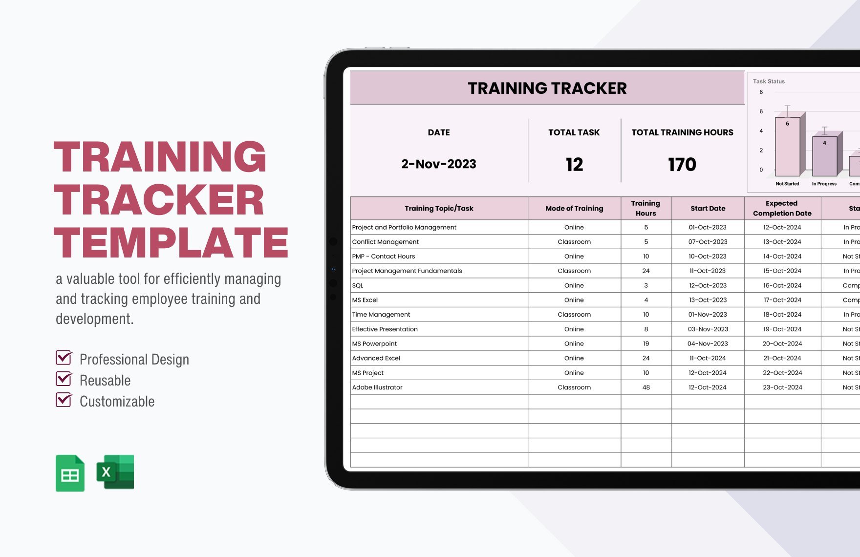 Free Training Tracker Template in Excel, Google Sheets