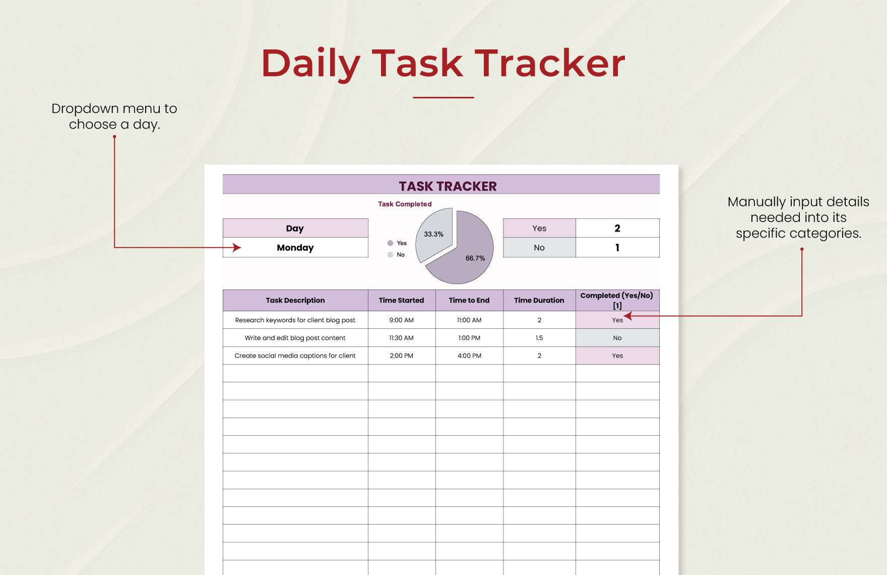 Daily Task Tracker Template