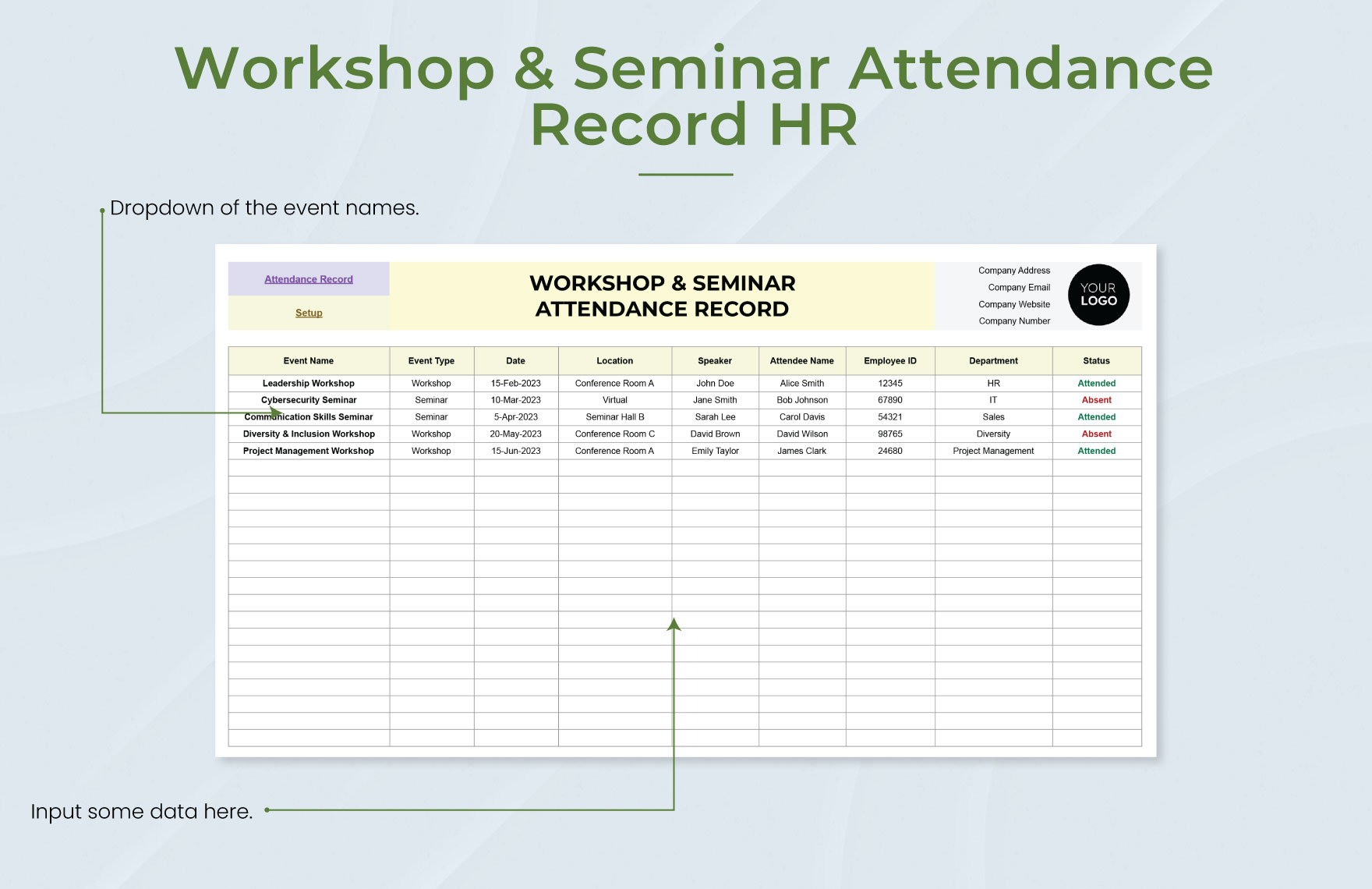 Workshop & Seminar Attendance Record HR Template