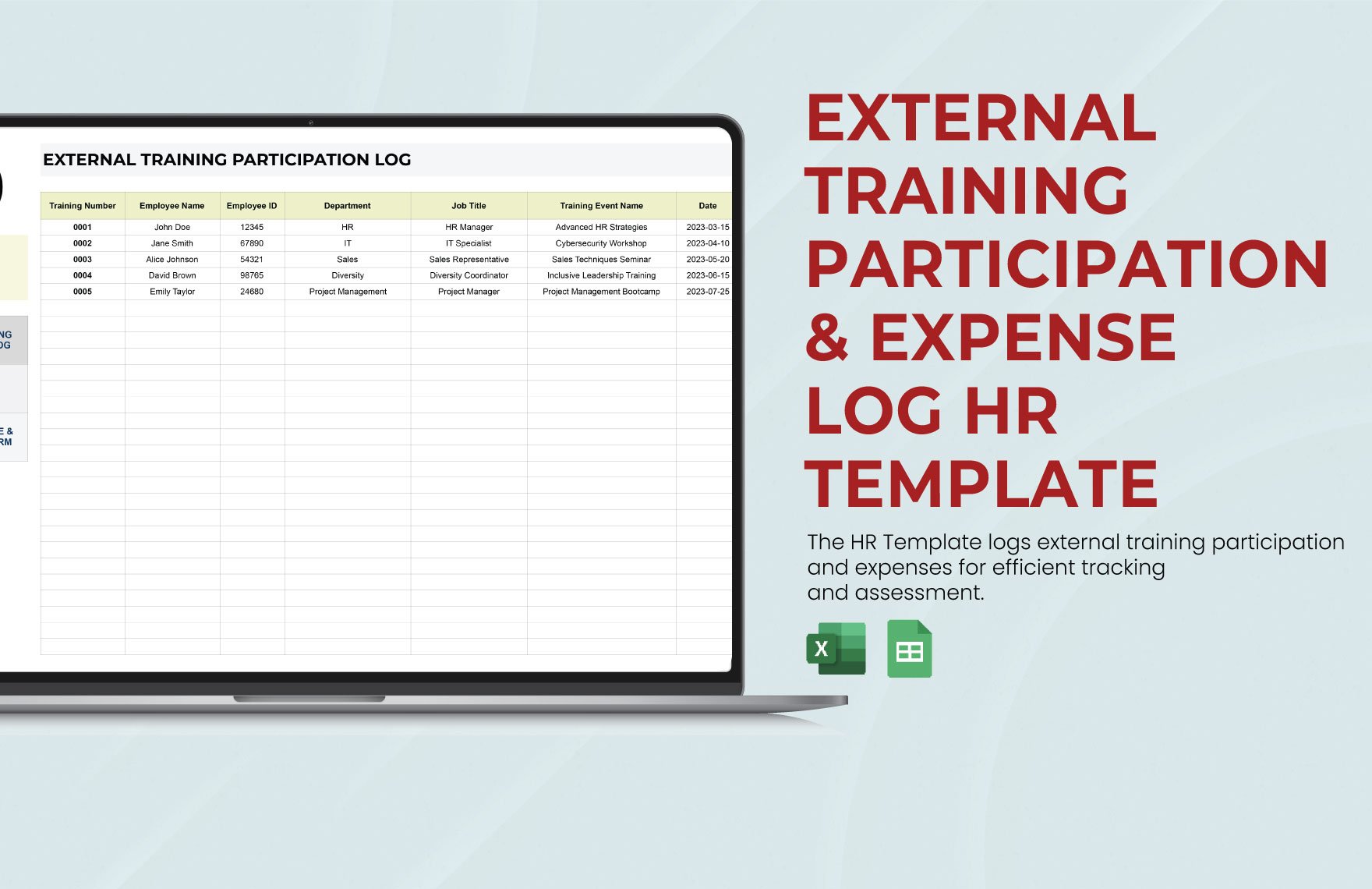 External Training Participation & Expense Log HR Template