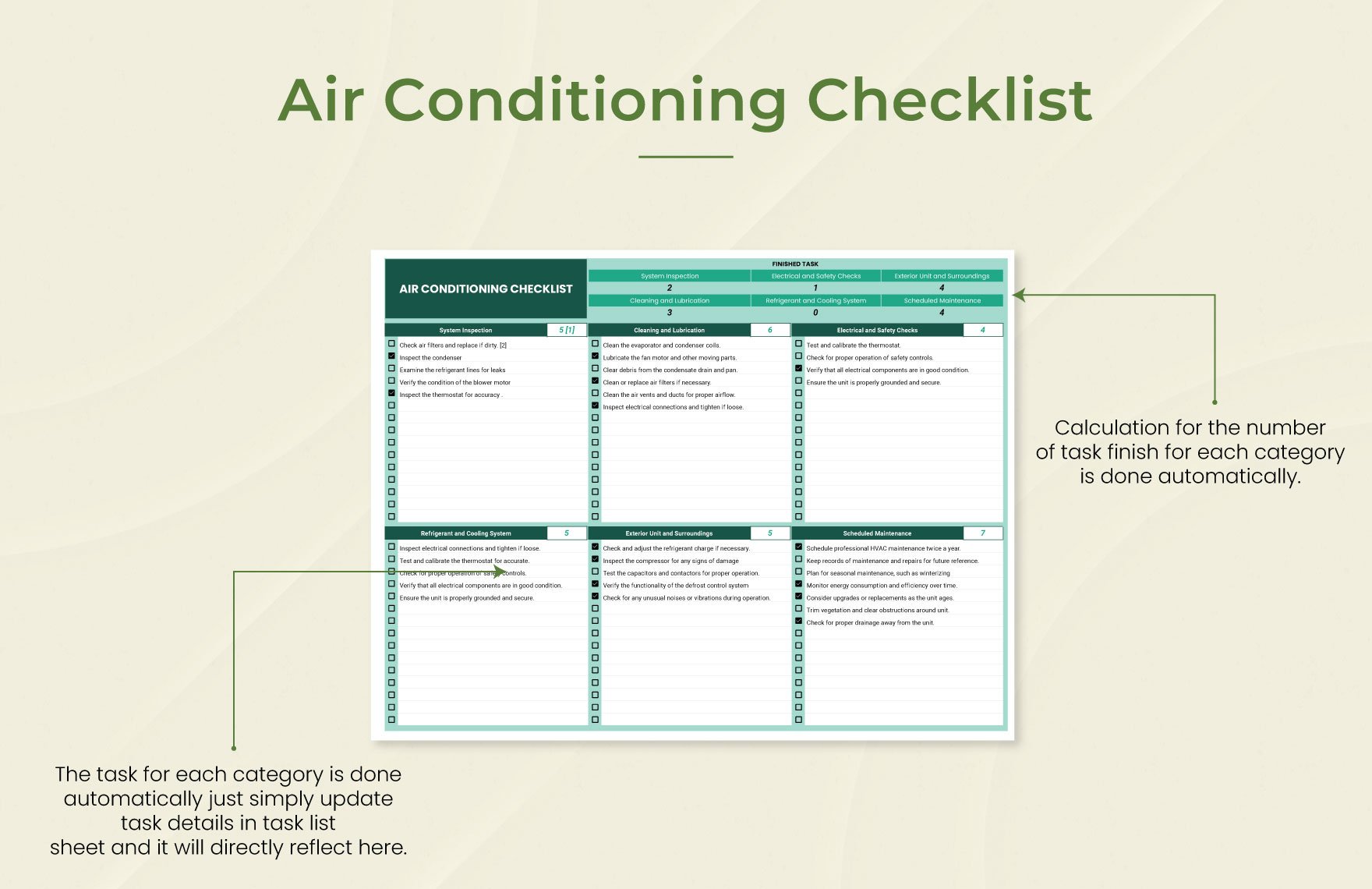 Air Conditioning Checklist Template