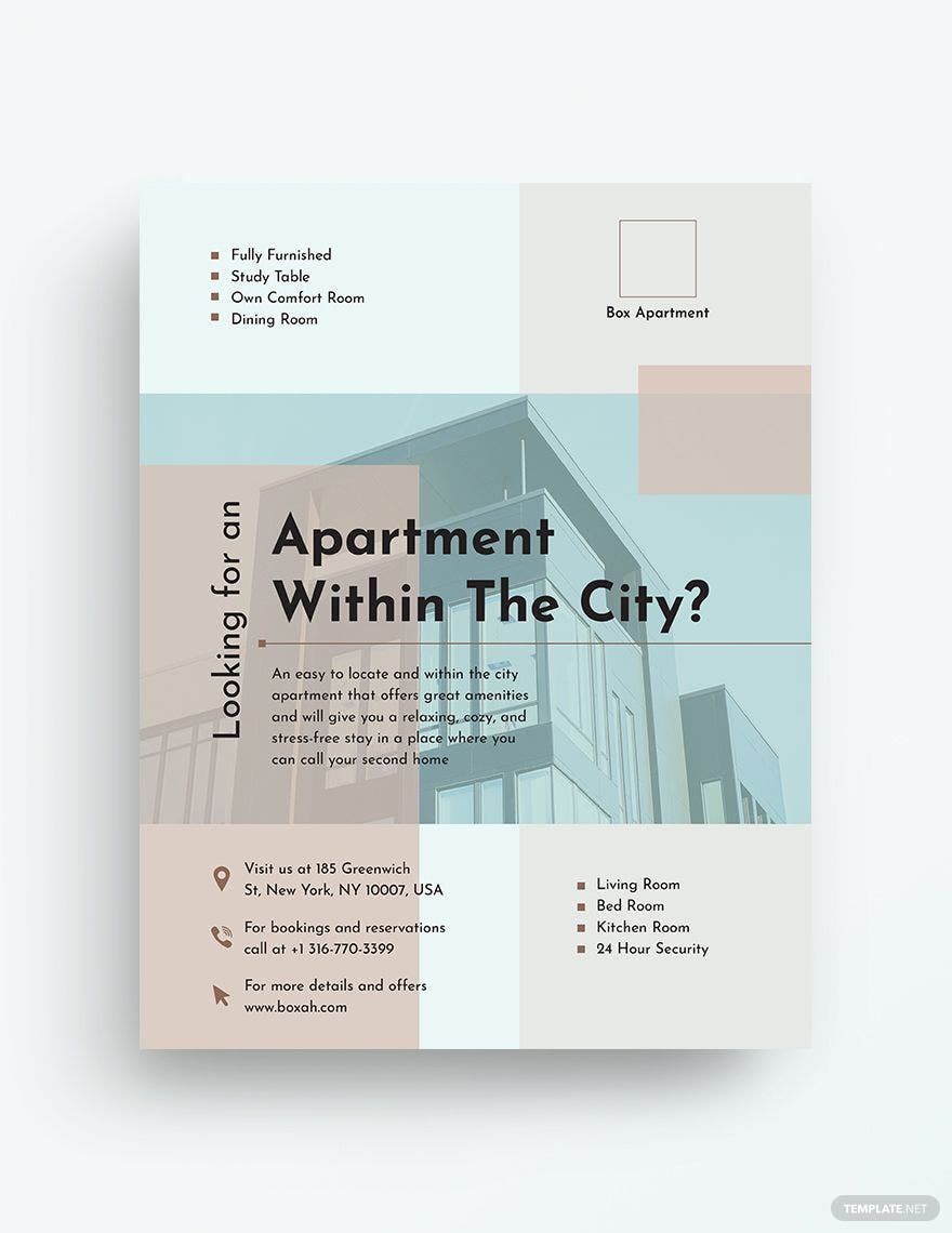 Apartment Flyer Template in InDesign Illustrator Publisher Word