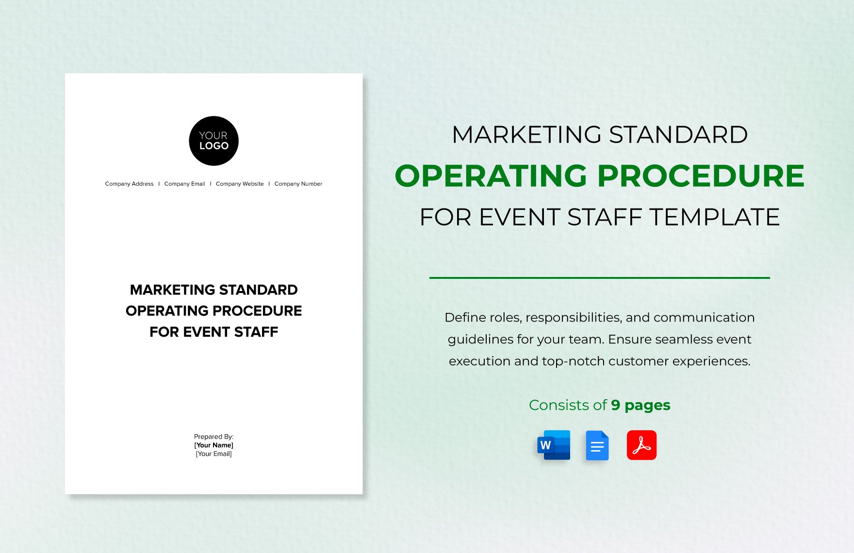 Marketing Standard Operating Procedure for Event Staff Template in Word, Google Docs, PDF