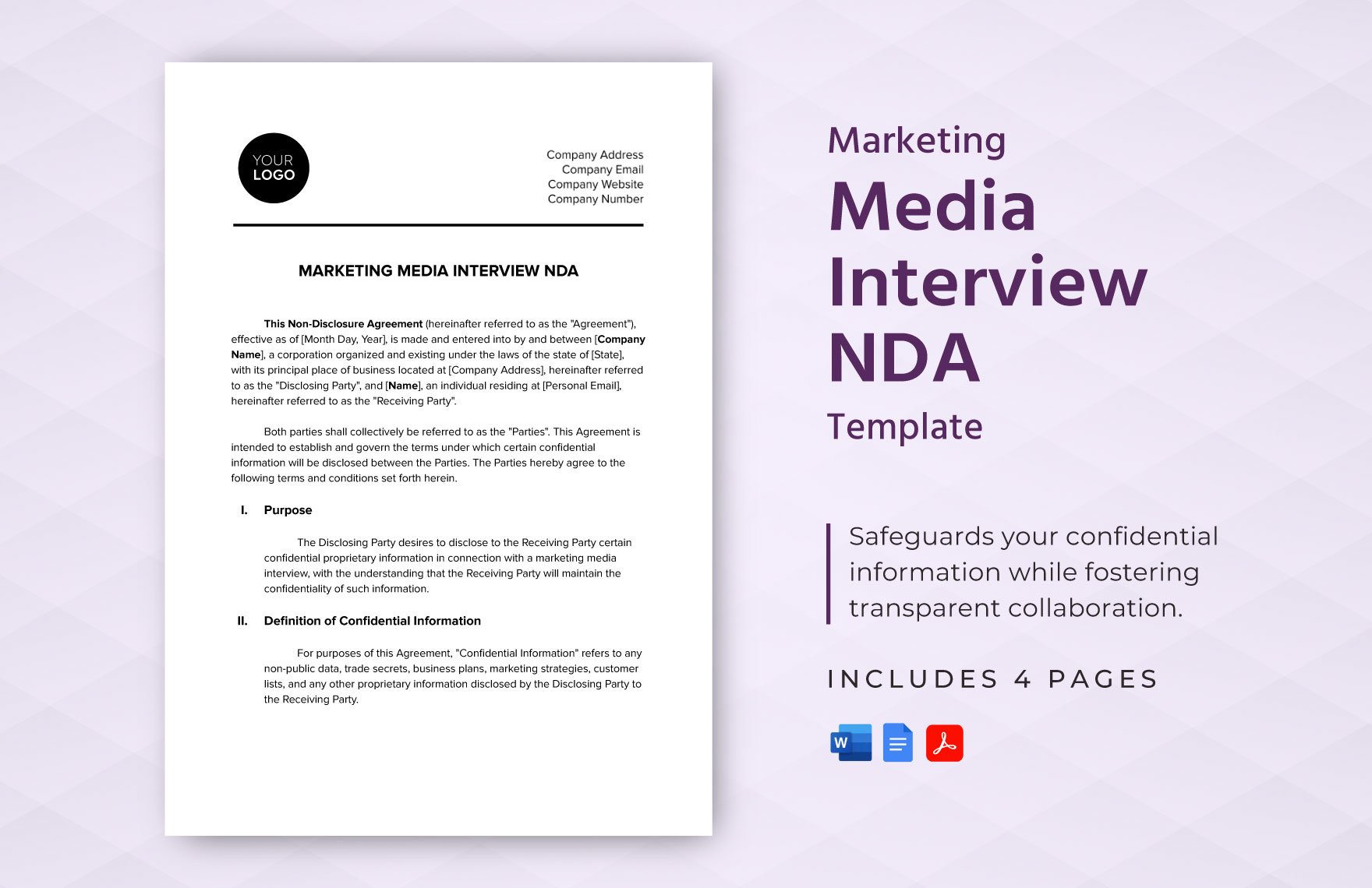 Marketing Media Interview NDA Template in Word, Google Docs, PDF