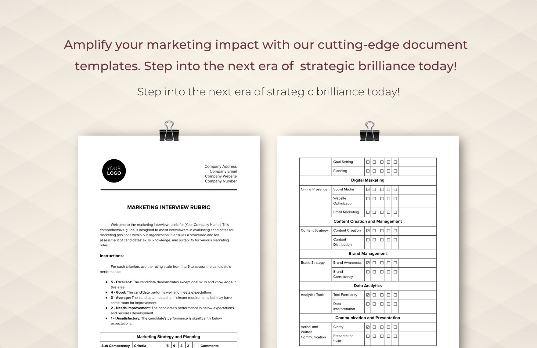 Marketing Interview Rubric Template
